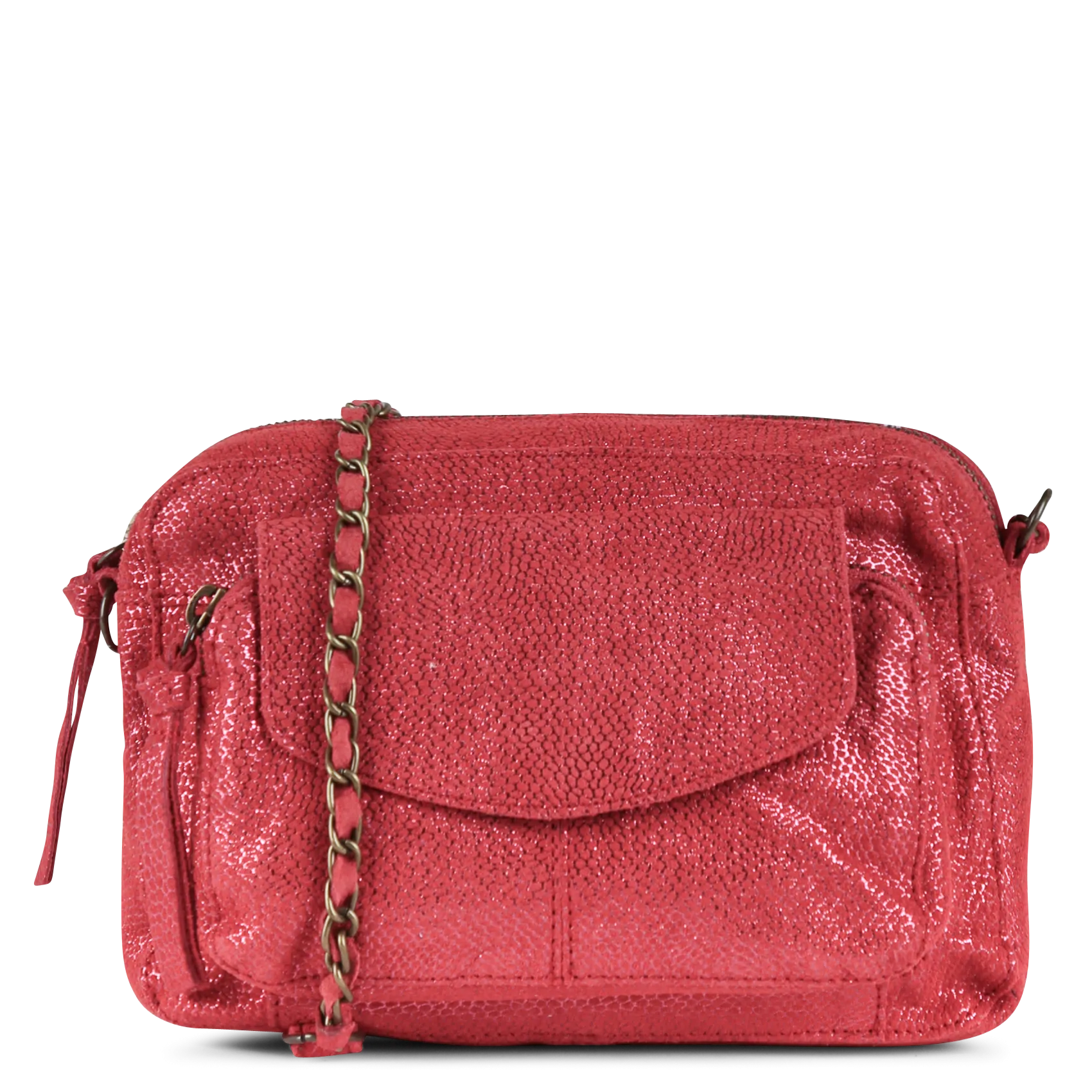 Sac bandoulière à poches en cuir Orange NAINA