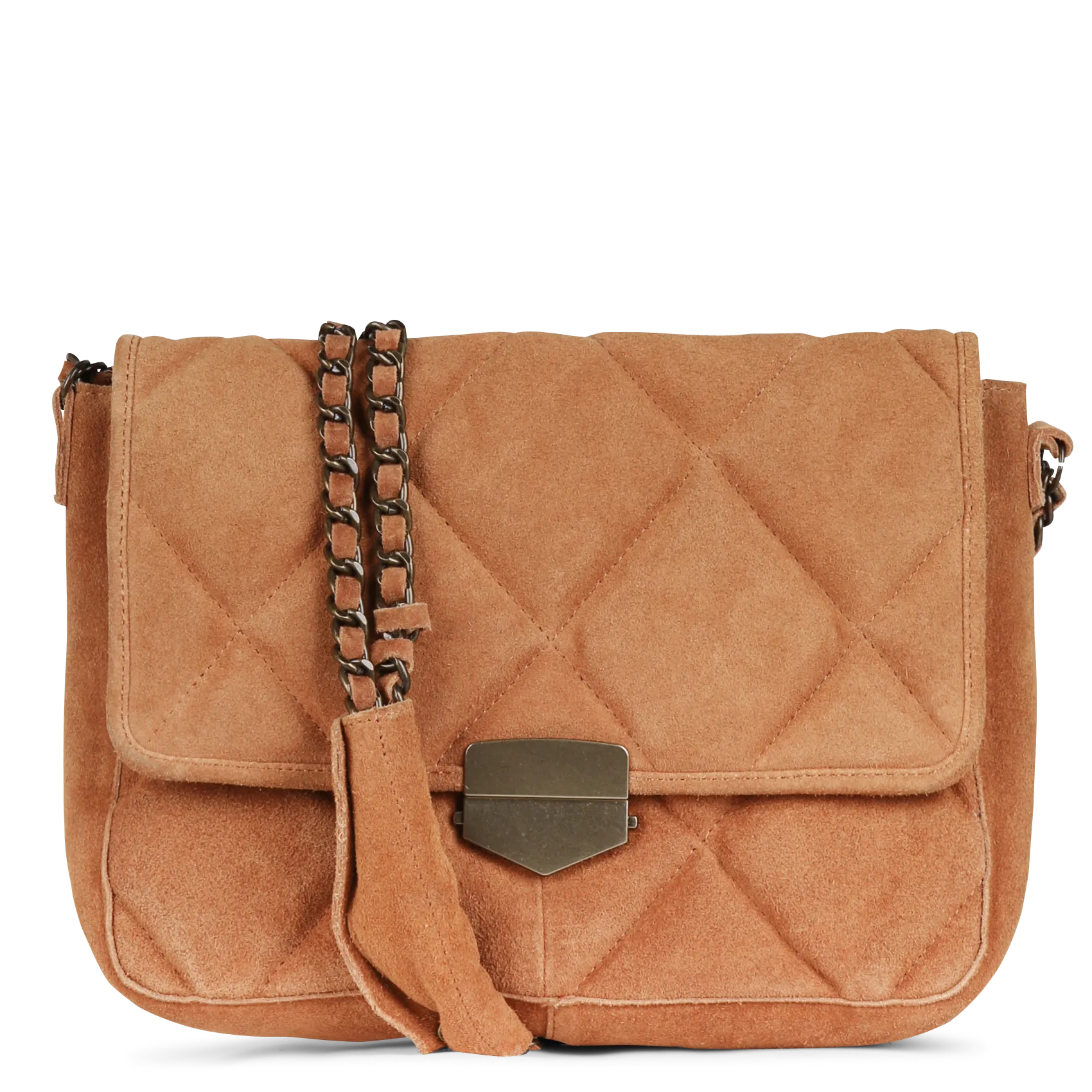 Sac bandoulière en cuir matelassé Marron SOL