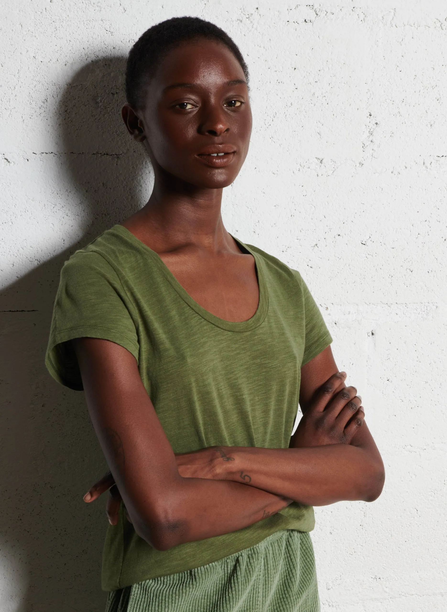 Tee-shirt col rond en coton mélangé Vert JACKSONVILLE