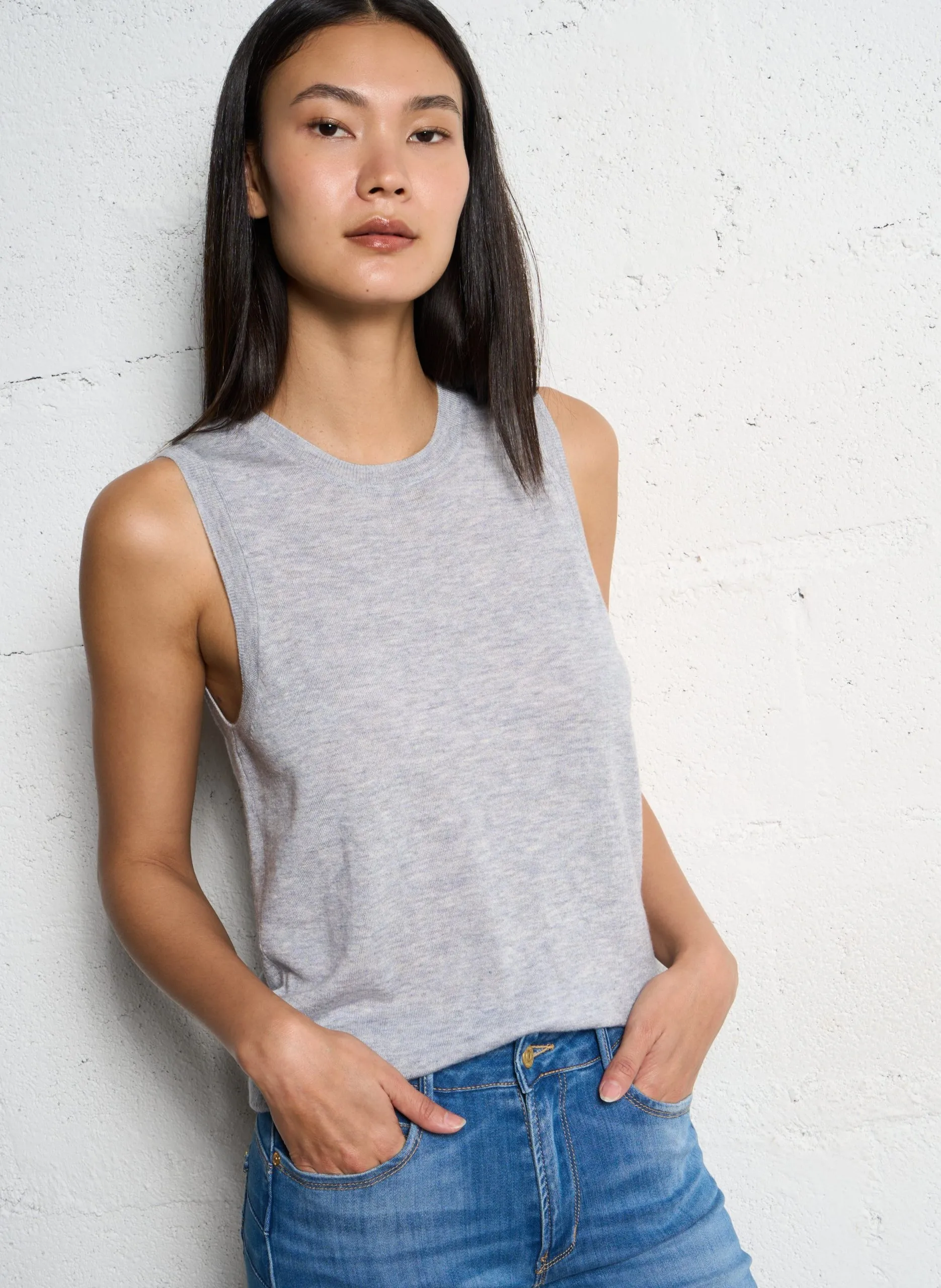 Pull sans manches ample Gris MARLEY