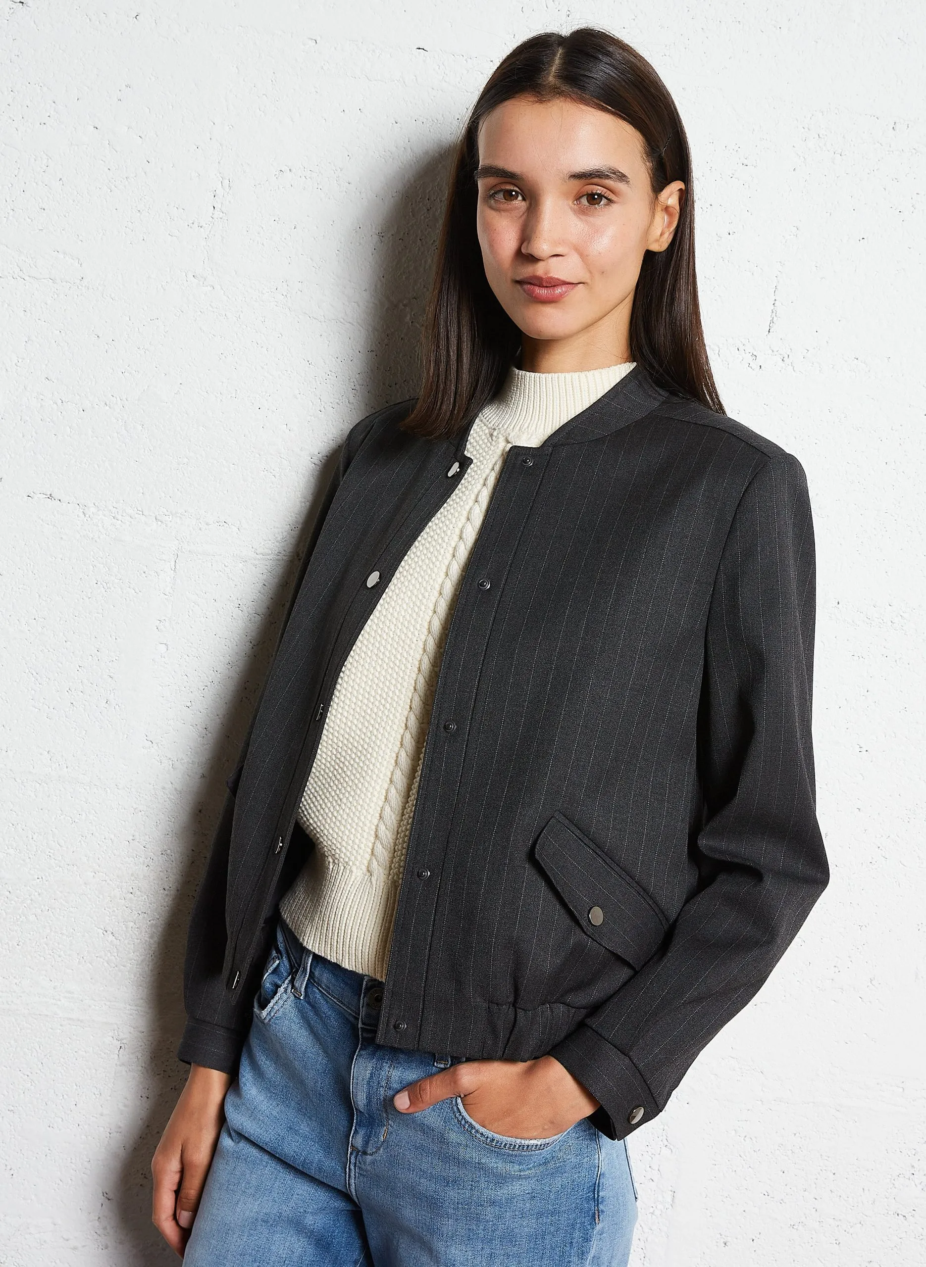 Blouson teddy Gris CECILE