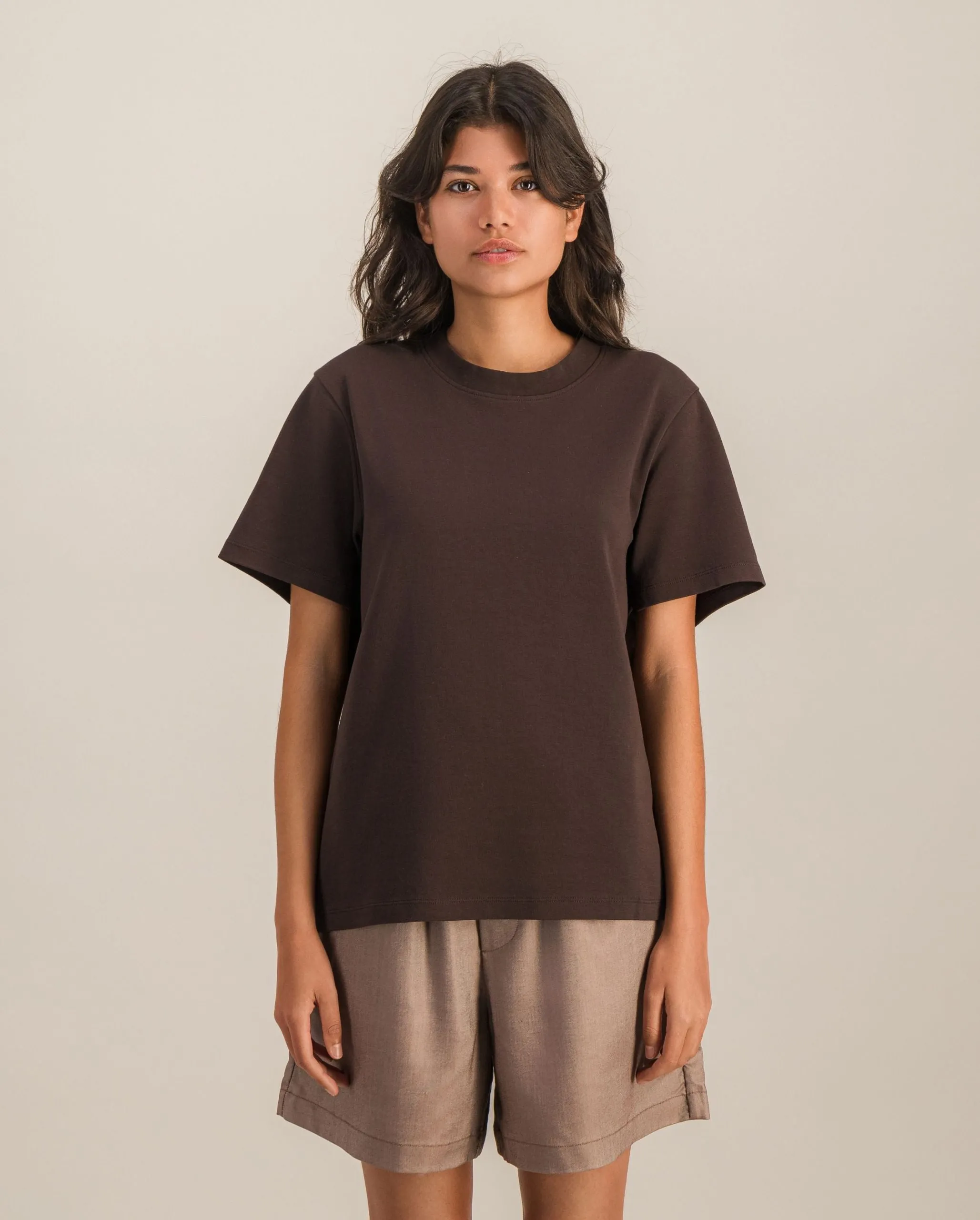 T-shirt femme coton bio, chocolat Marron