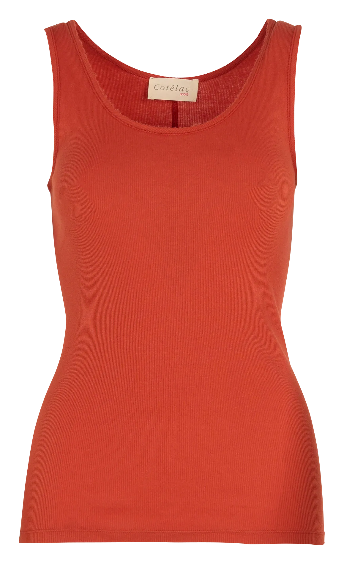 Débardeur droit col rond en coton Marron