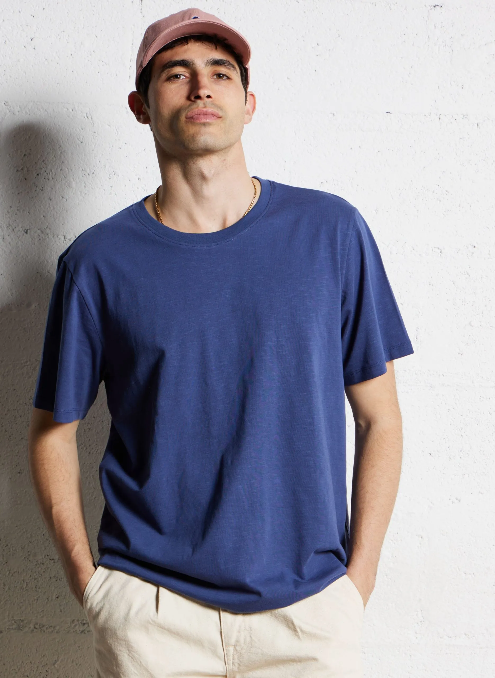 Tee-shirt manches courtes en coton bio Bleu ASPEN