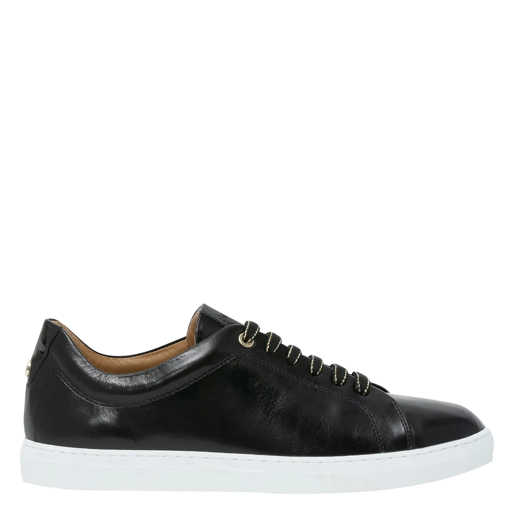 Baskets basses à lacets en cuir lisse Noir LOUISY