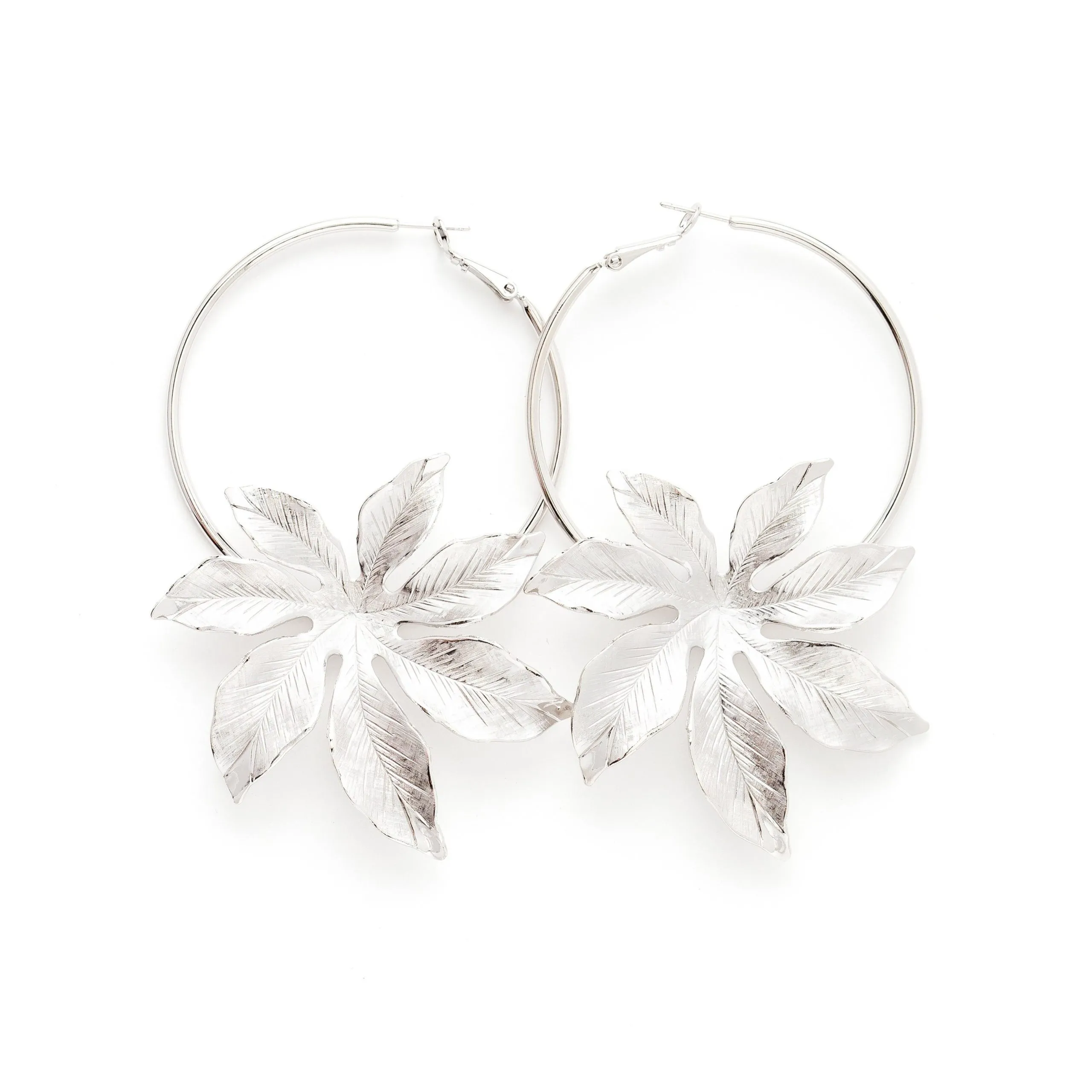 Boucles d'oreilles créoles fleurs plaqué argent Argent CHLORIS