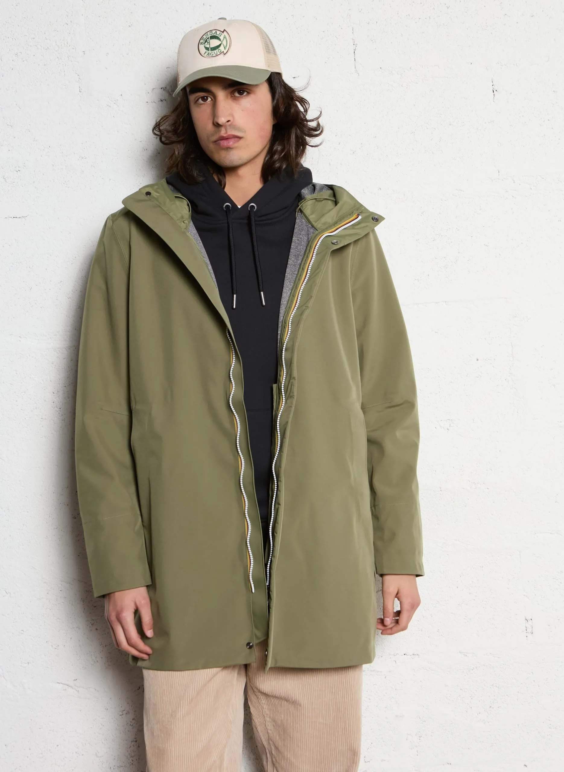 Parka ample col montant à capuche Vert THOMMY