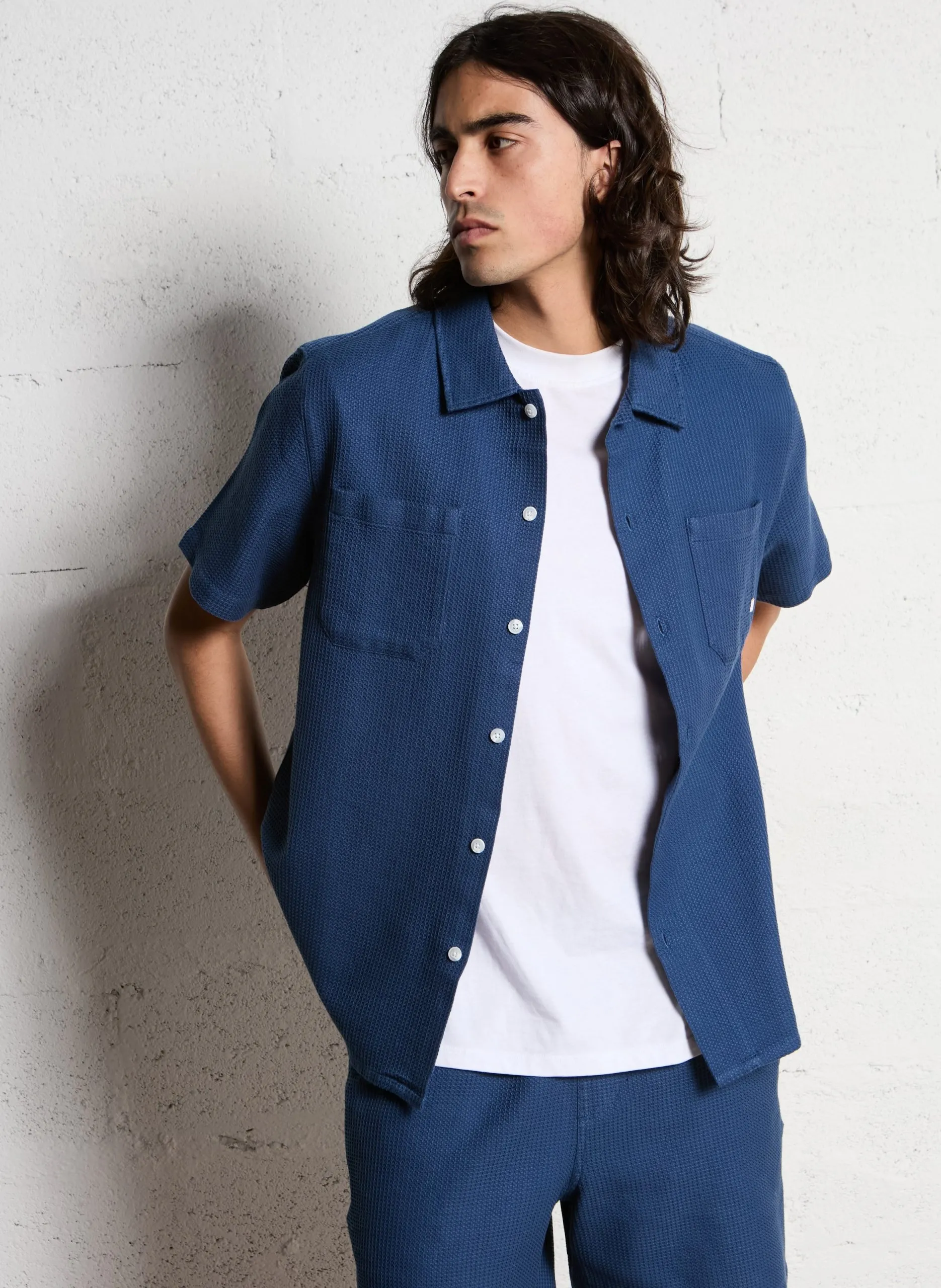 Chemise oversize col classique en coton bio Bleu JUDSON