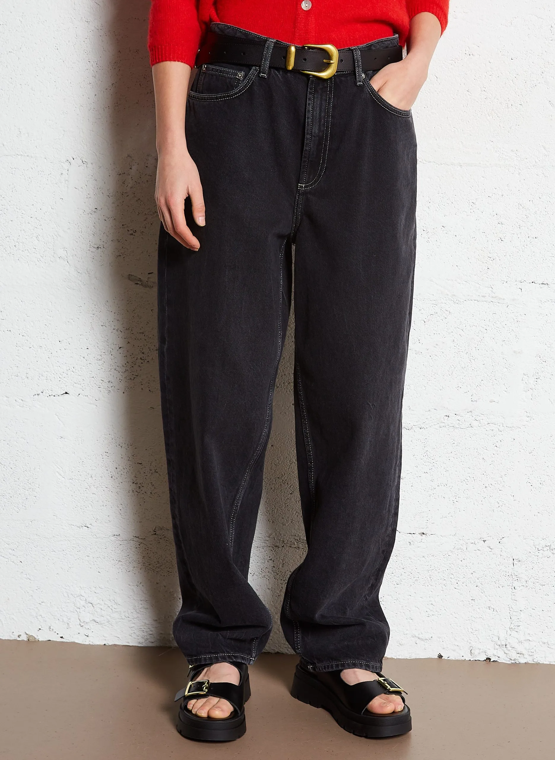 Jean ballon en coton Noir YOPDAY-B