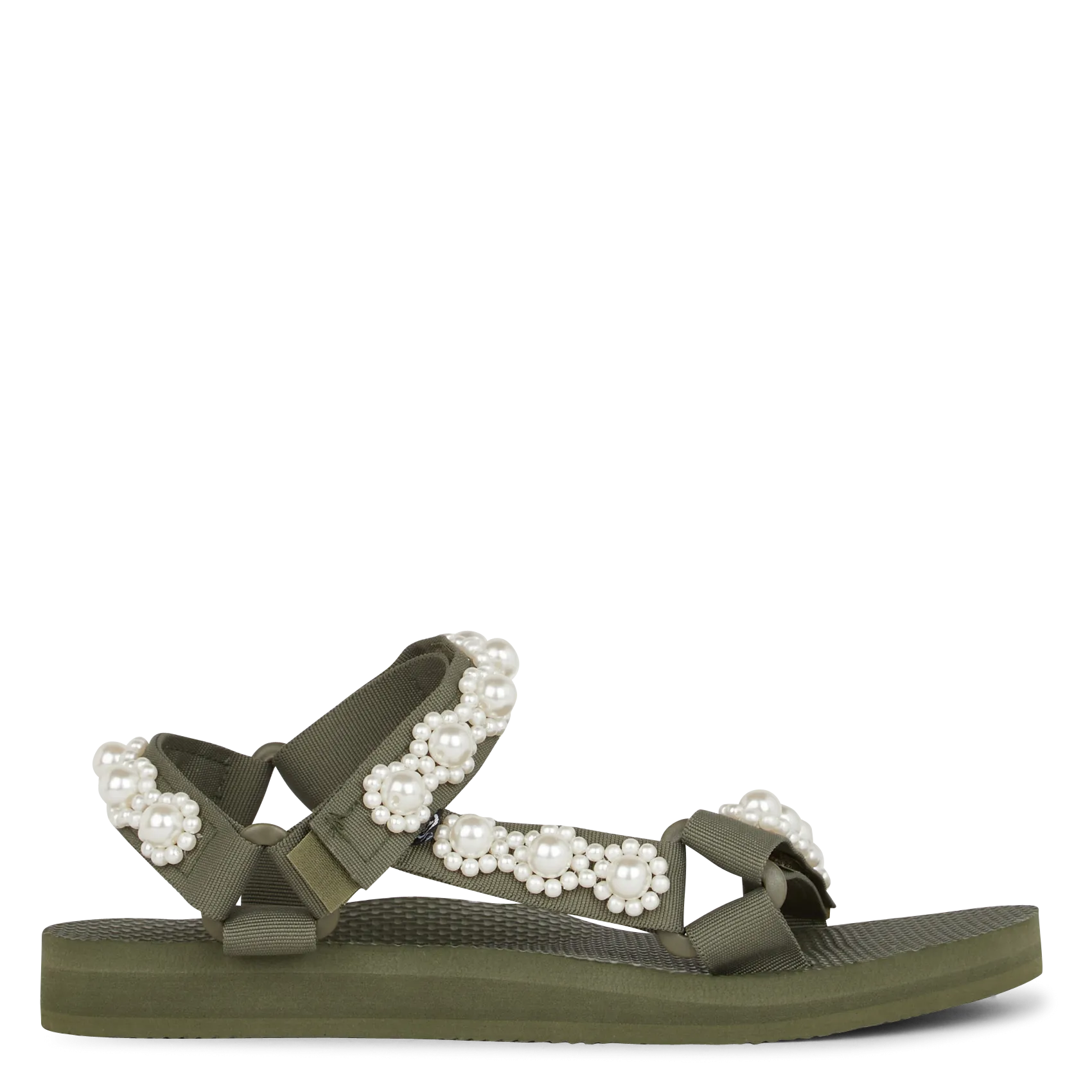 Sandales plates à scratch Kaki TREKKY