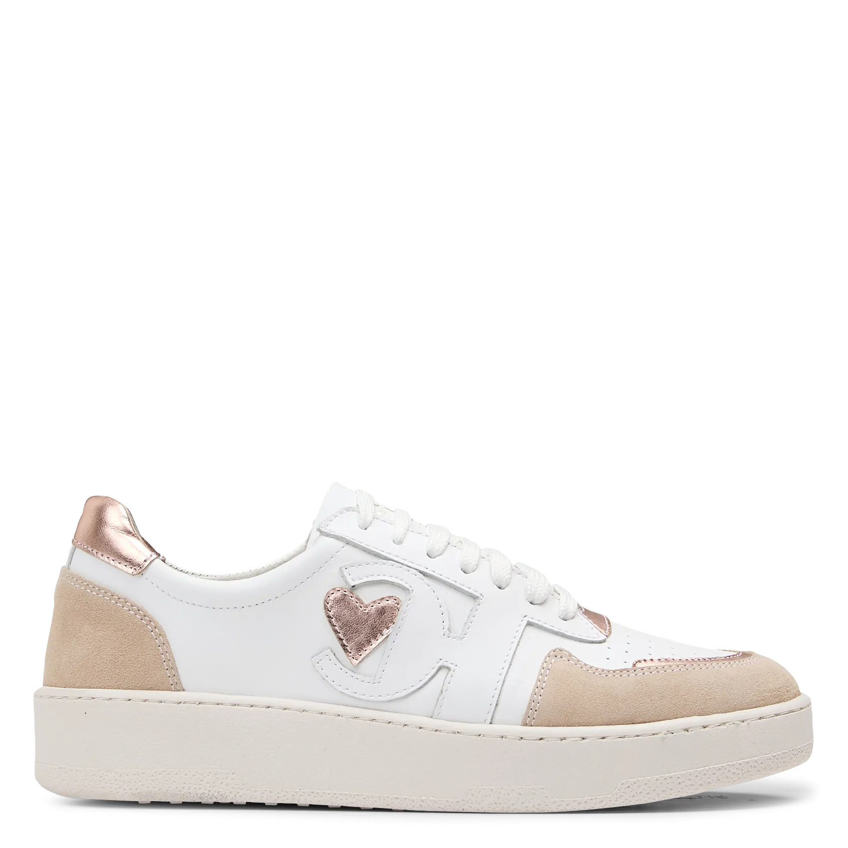 Baskets basses en cuir mélangé Marron