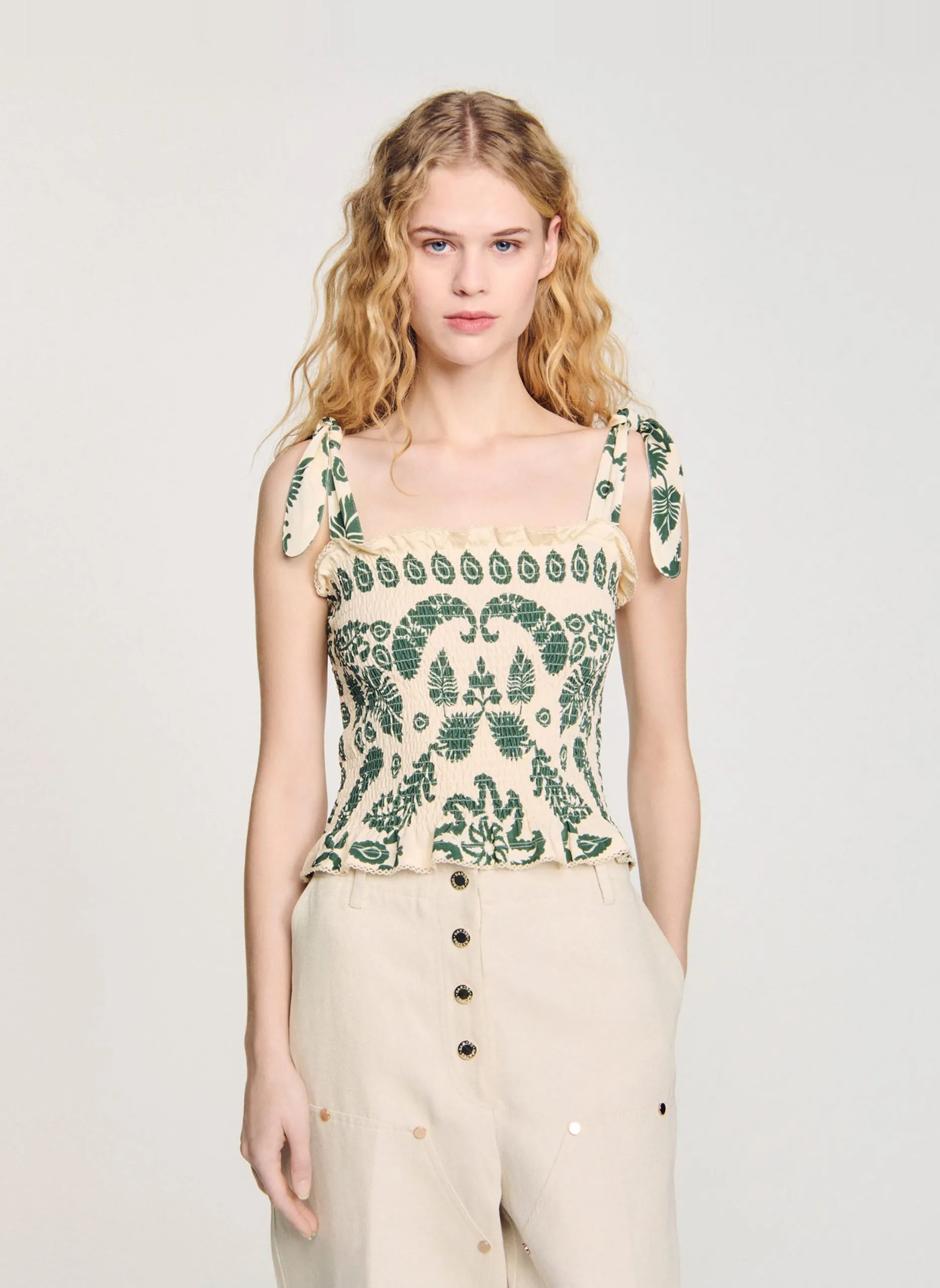 Top droit imprimé Multicolore