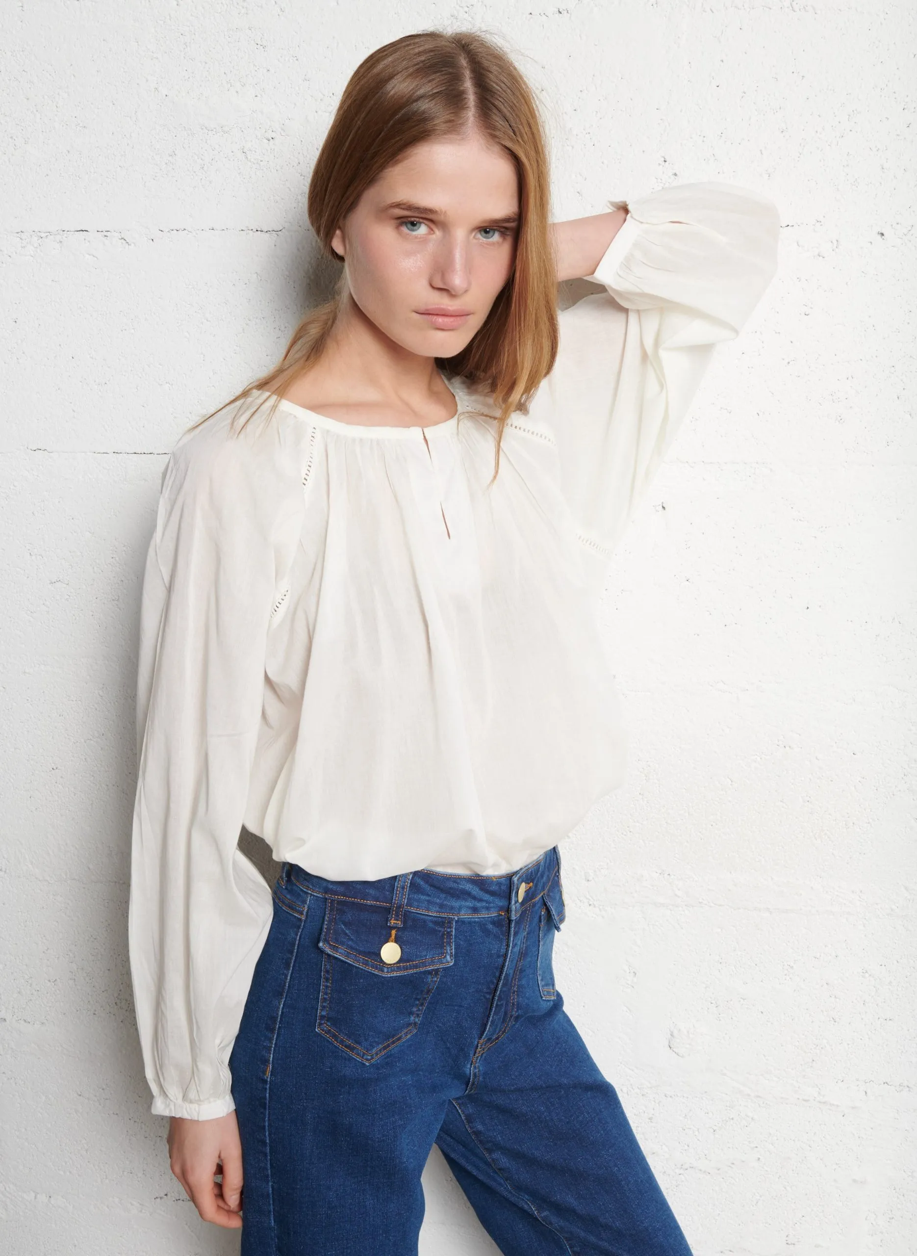 Blouse ample en coton Beige BLAZIE