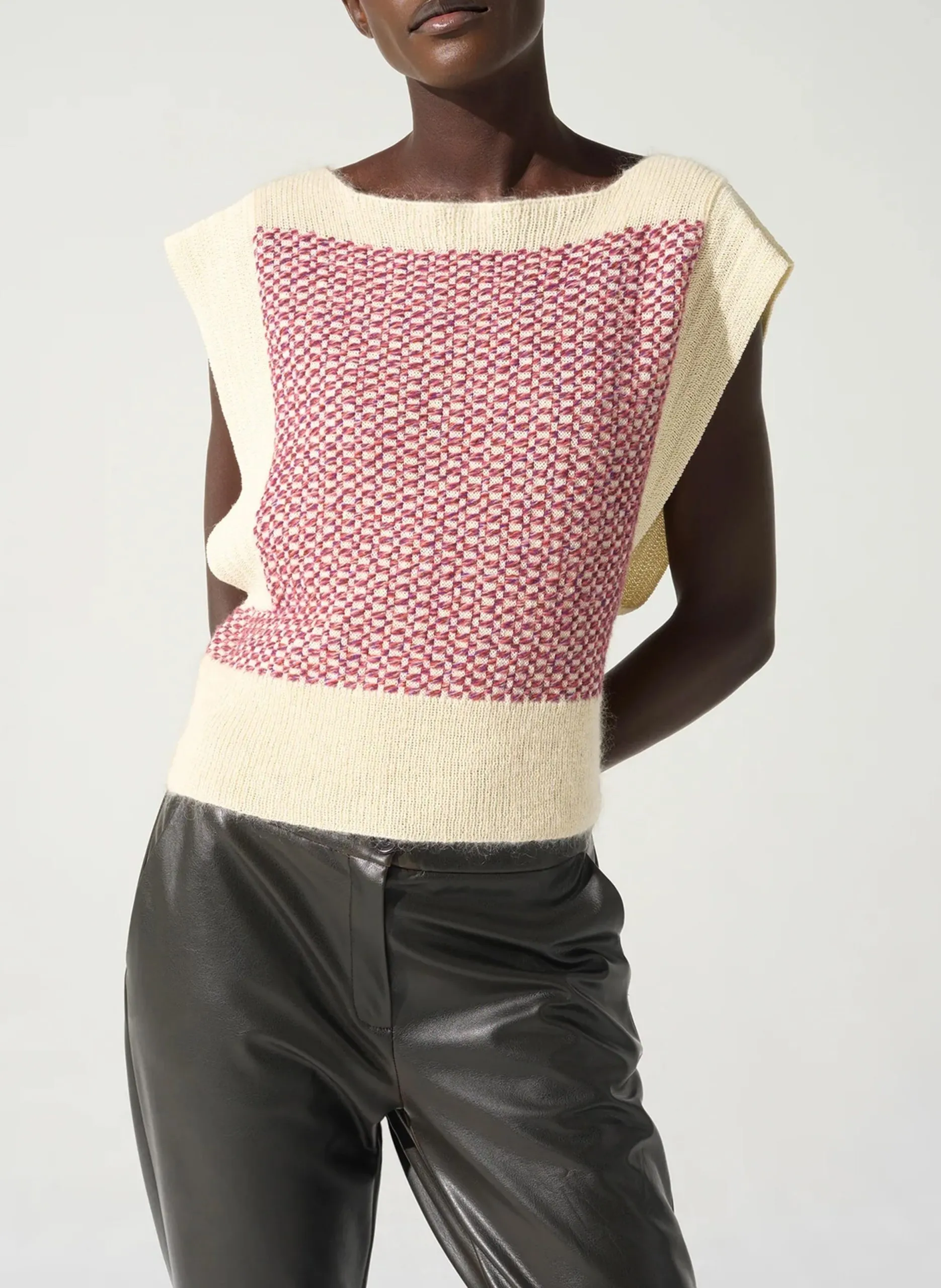 Pull droit col carré Blanc