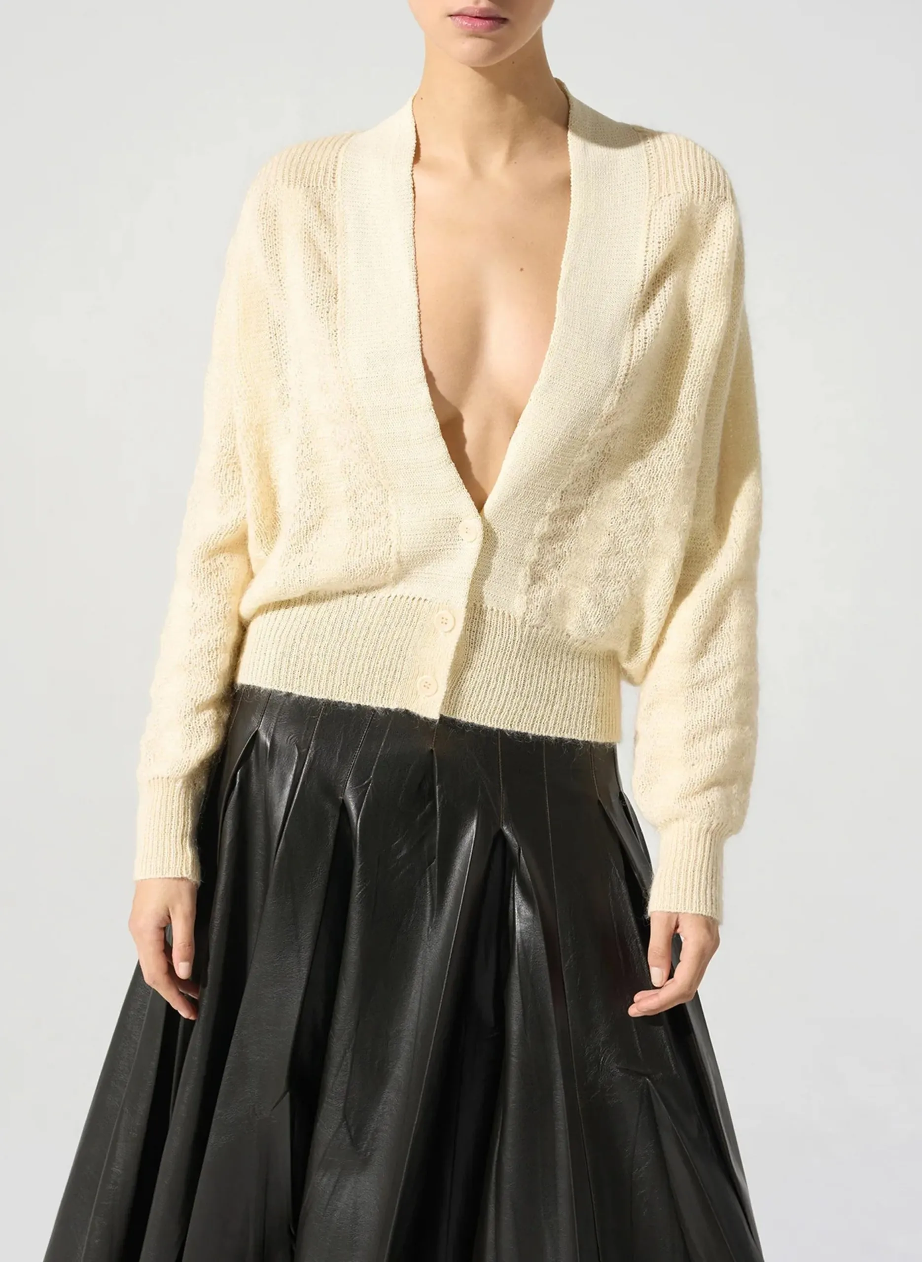 Gilet droit en maille Blanc