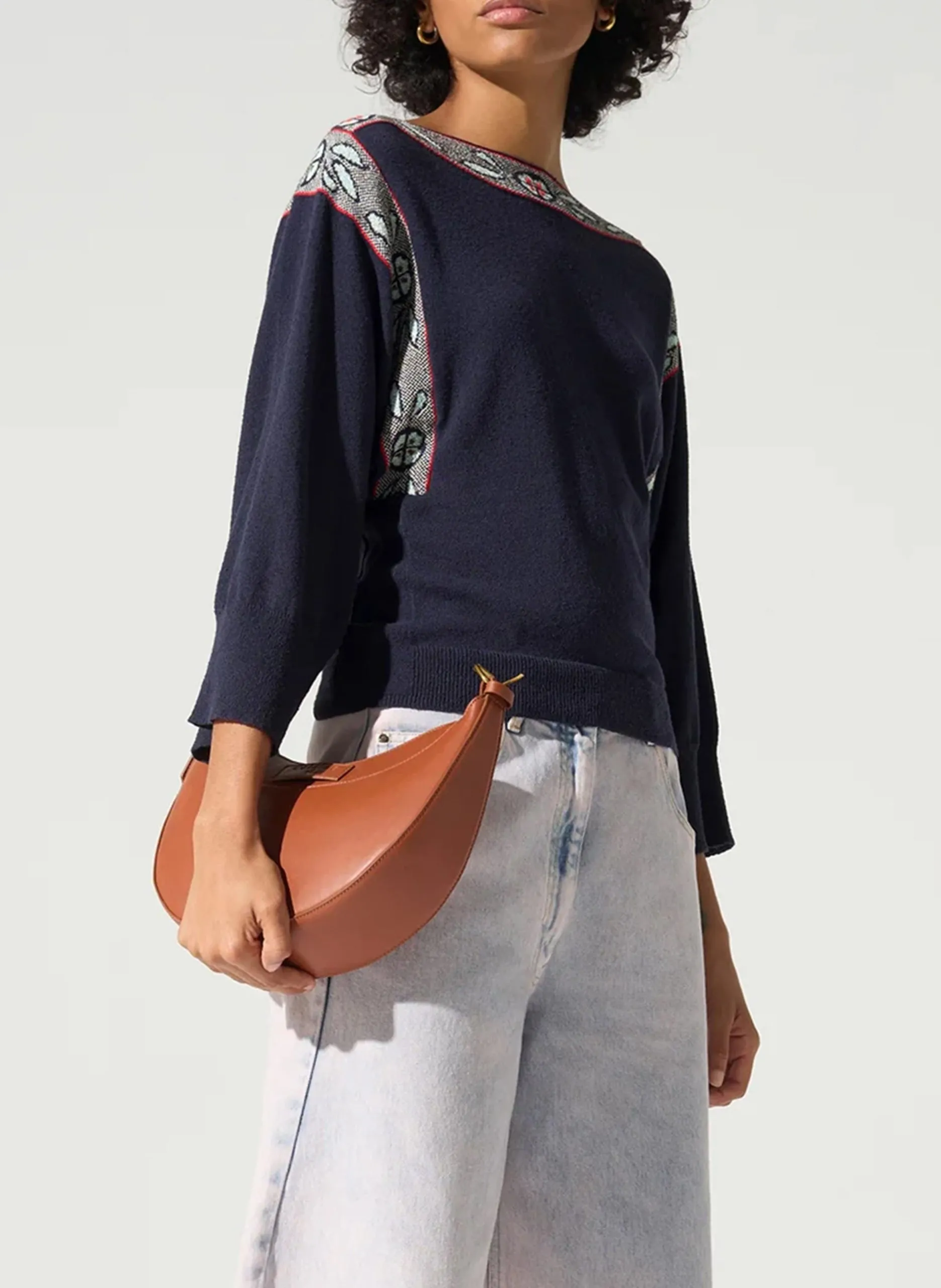 Pull ajusté col bateau Bleu