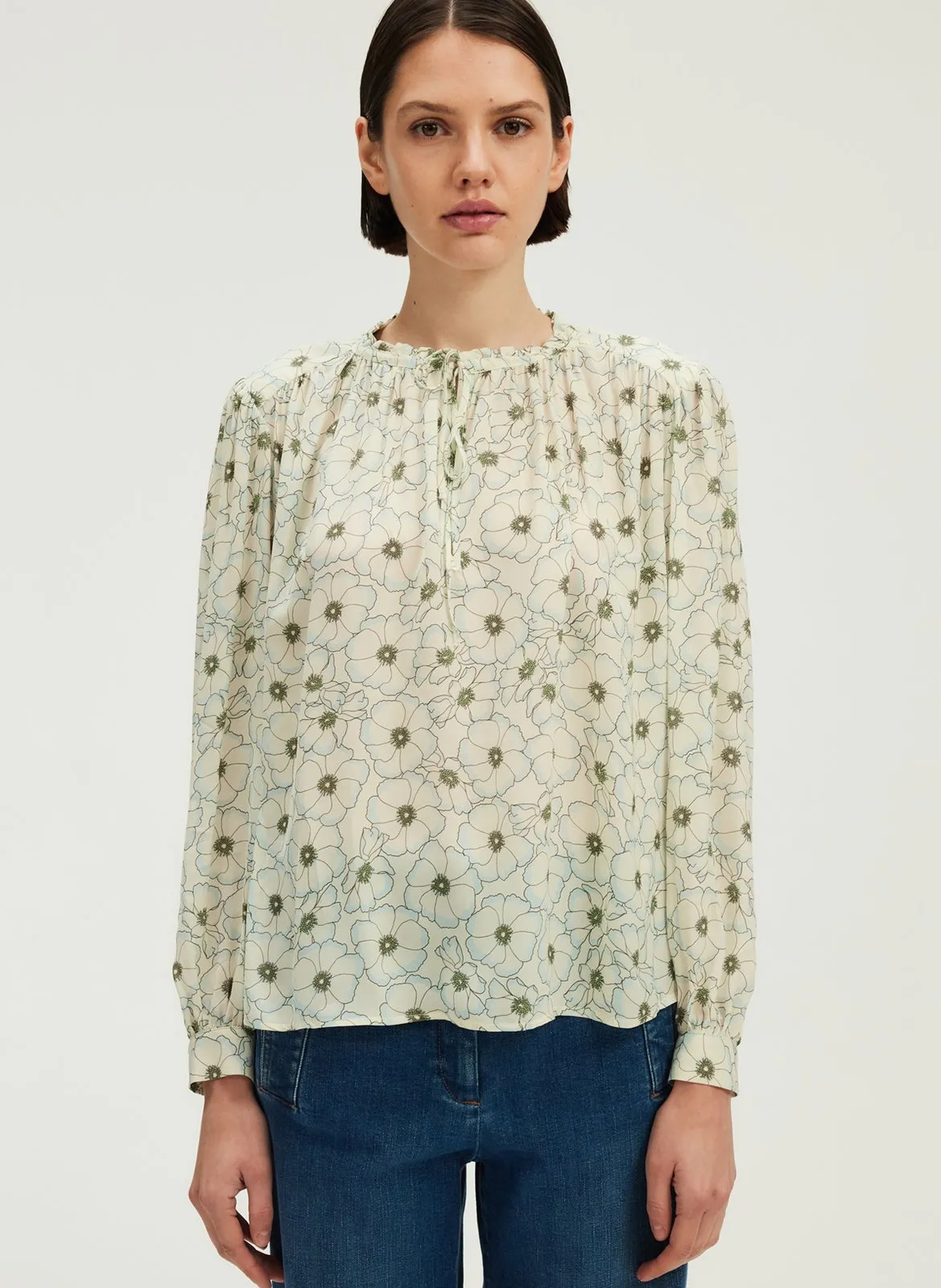 Blouse ample col rond Bleu ULYSSIA