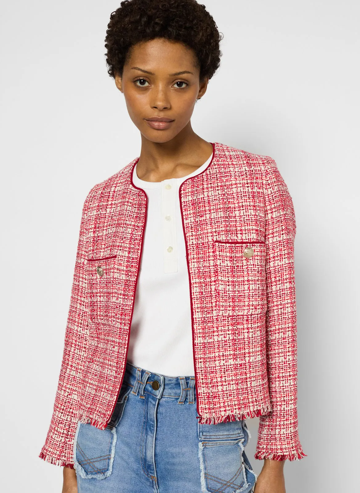 Veste droite col rond Rouge ROSARA