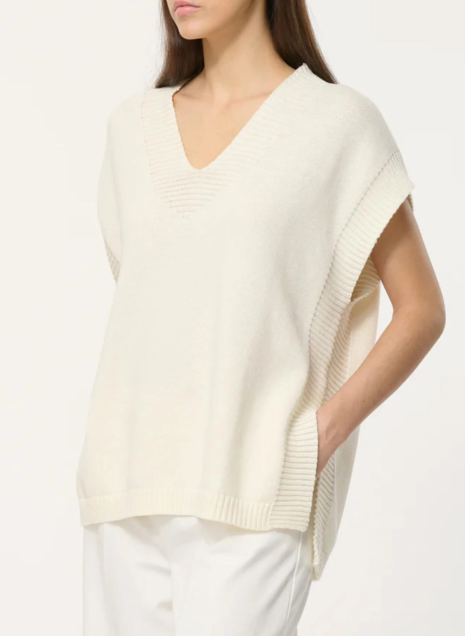 Pull sans manches oversize Blanc