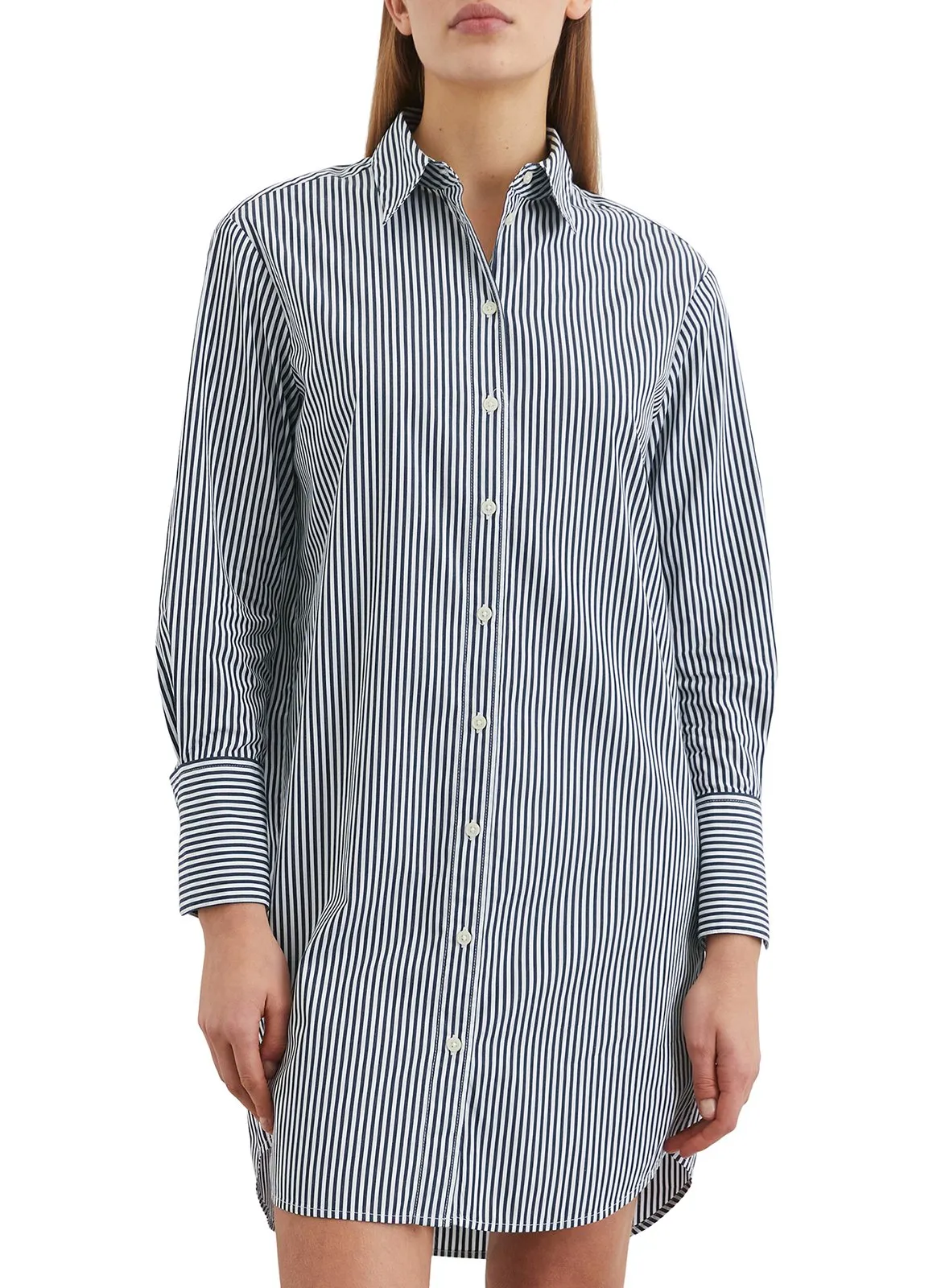 Robe chemise droite en coton Bleu