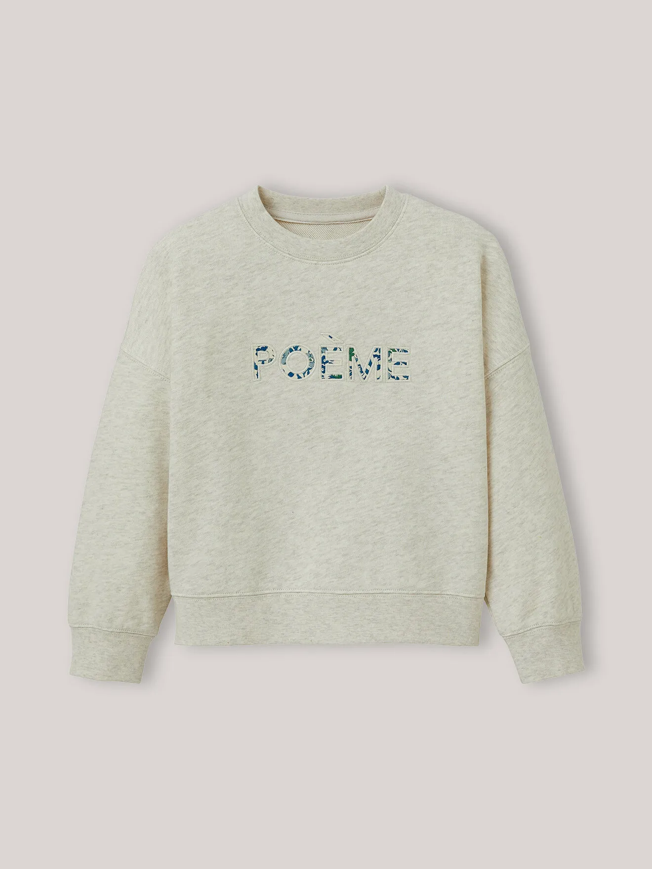 Sweat à message en tissu liberty en coton biologique Blanc