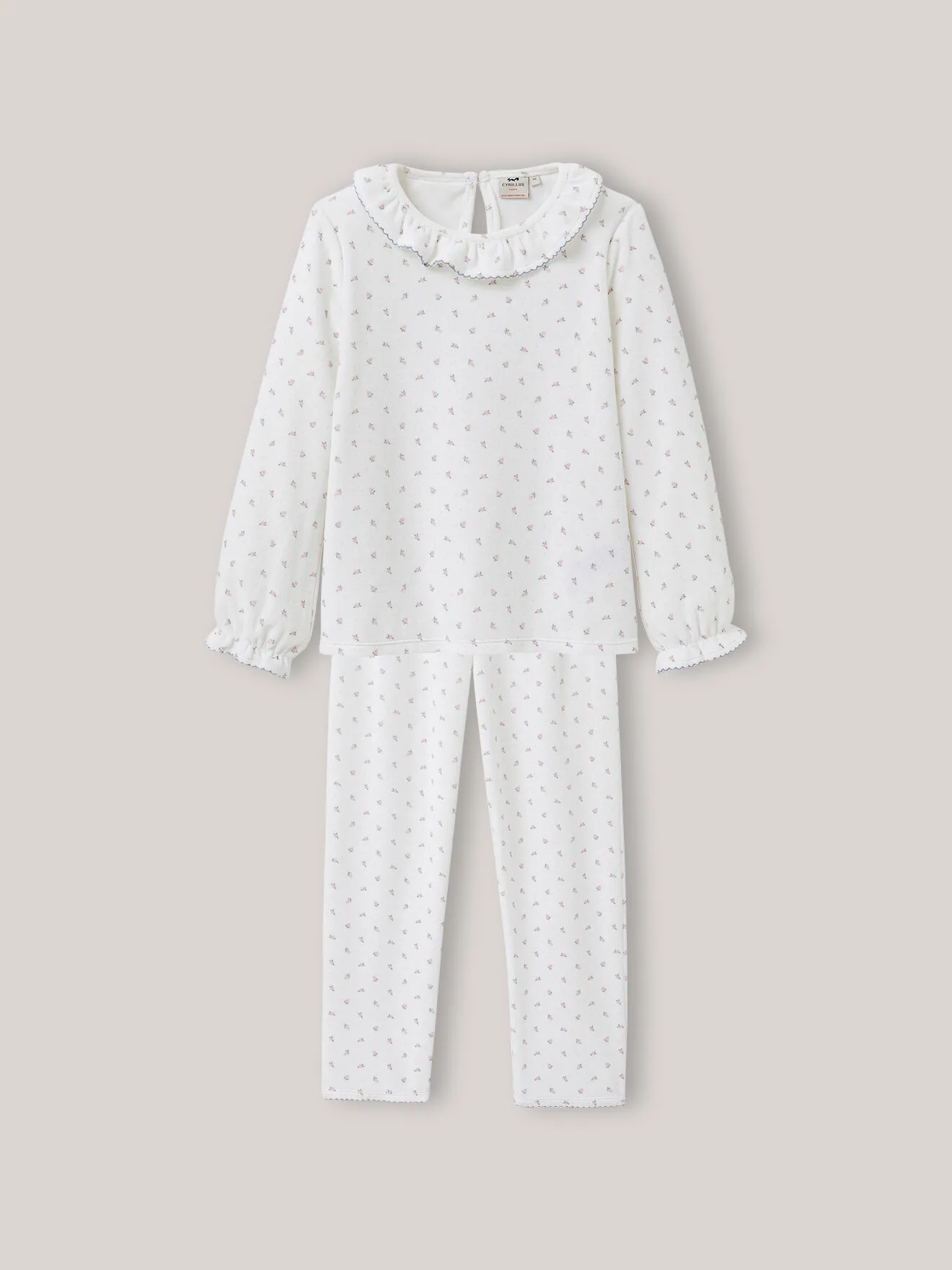 Pyjama en velours - imprimé grappes en coton biologique Blanc