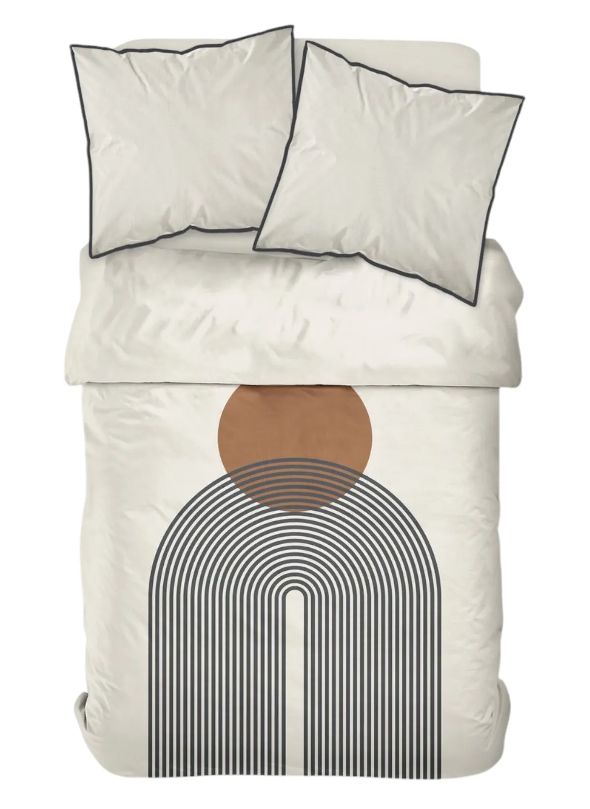 Parure de lit imprimé en coton Blanc MOKA