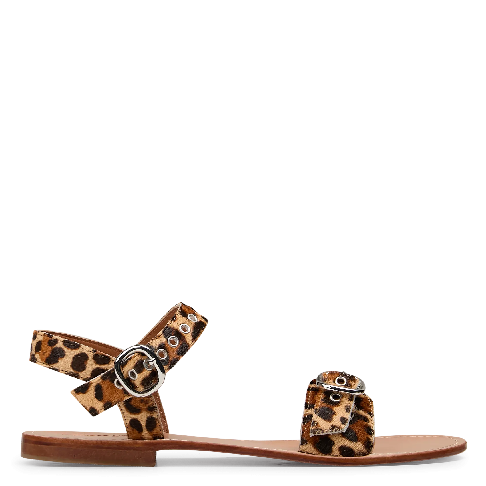 Sandales plates léopard en cuir Multicolore RAFIKI