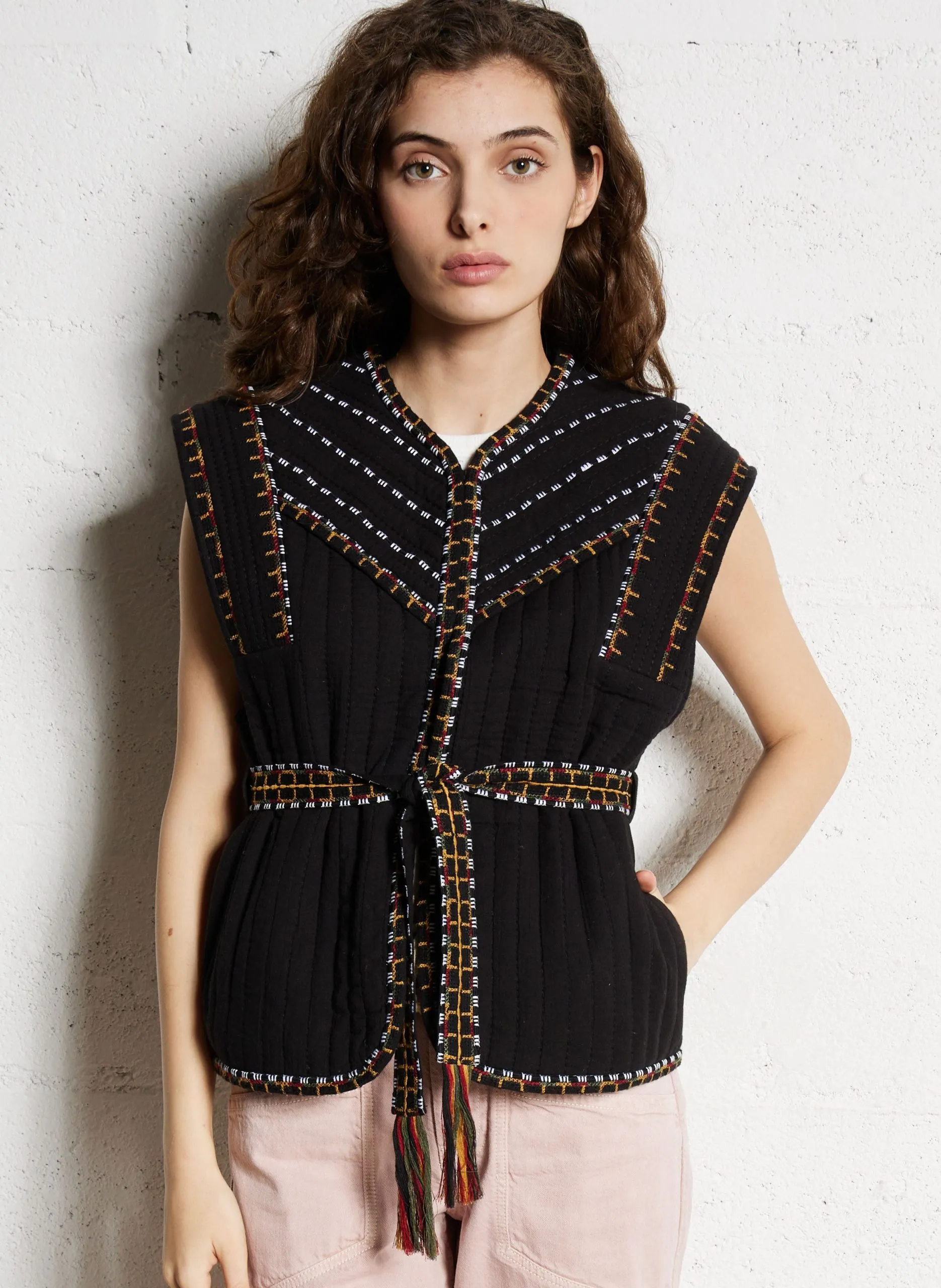 Veste col rond en coton Noir CLEVIE