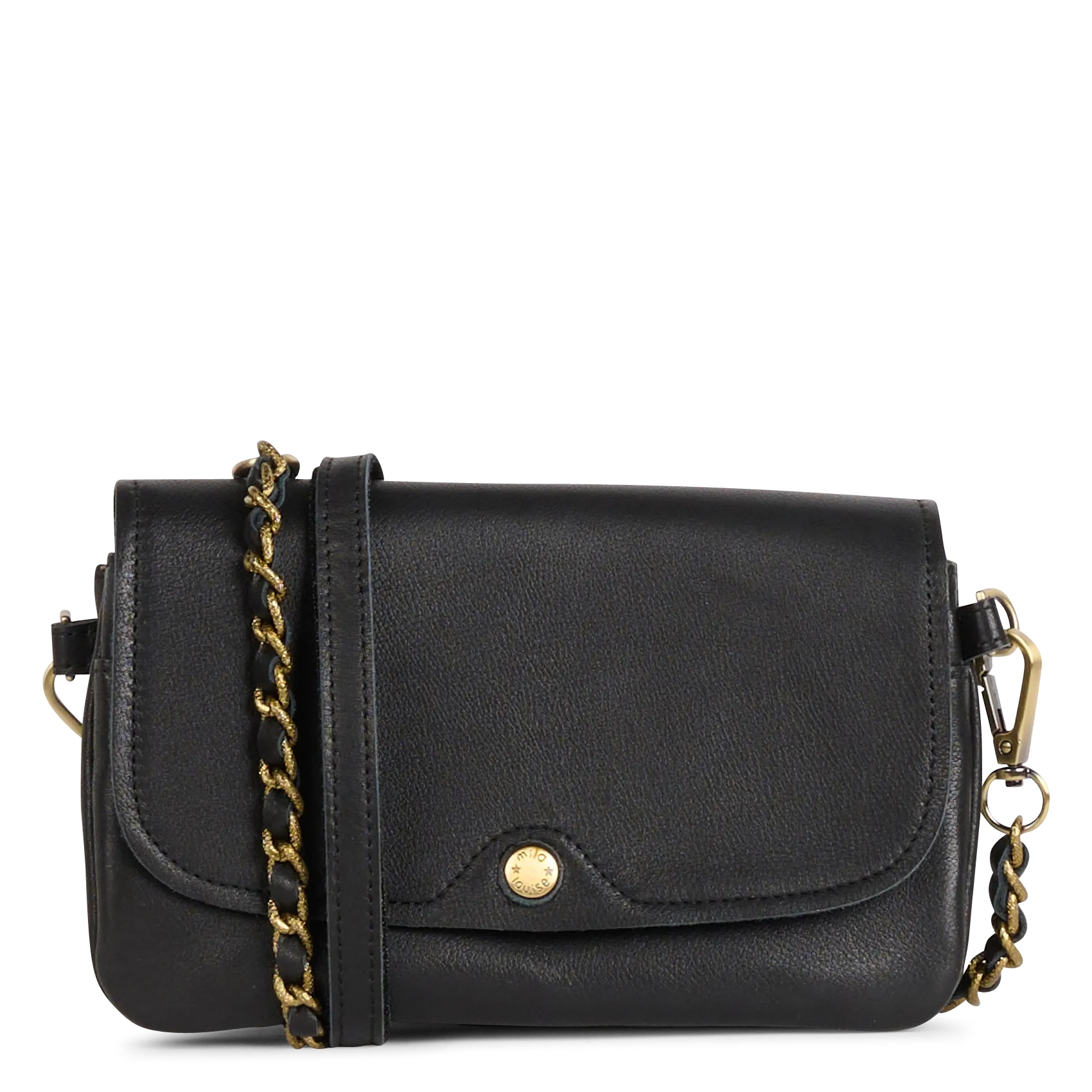 Sac bandoulière en cuir lisse Noir ODILE