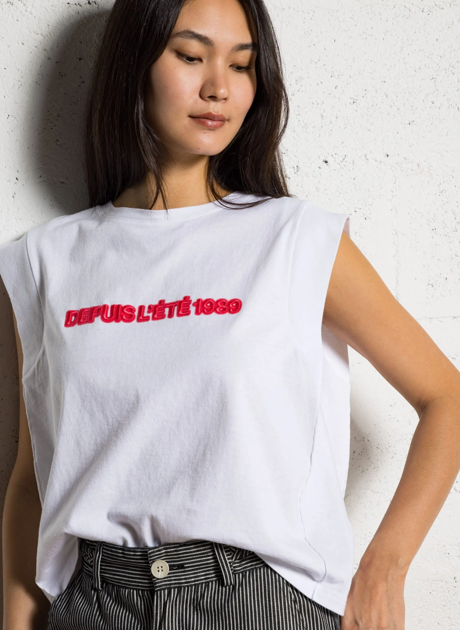 Tee-shirt ample col rond en coton Blanc VRUNO