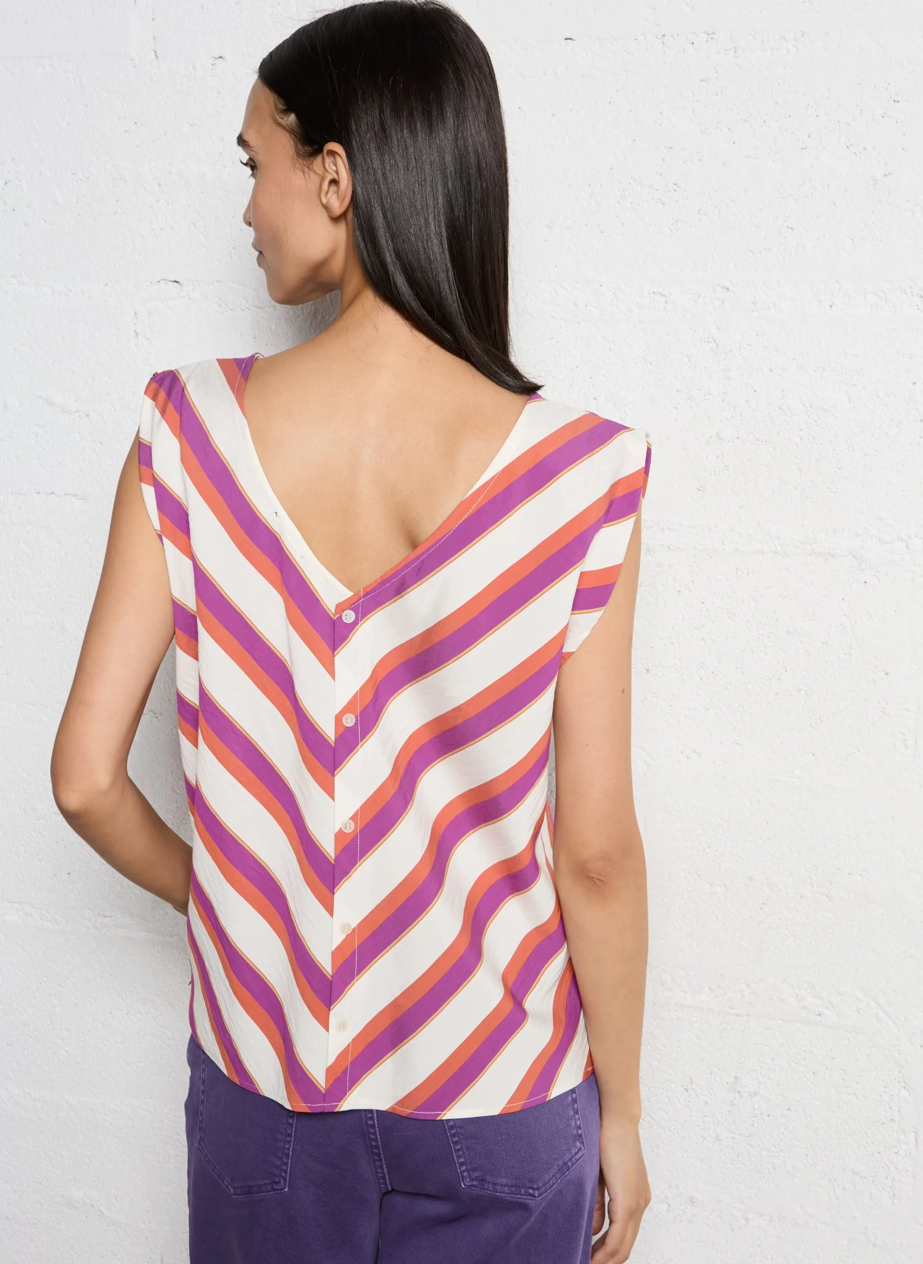 Top sans manches rayé Blanc CANDI