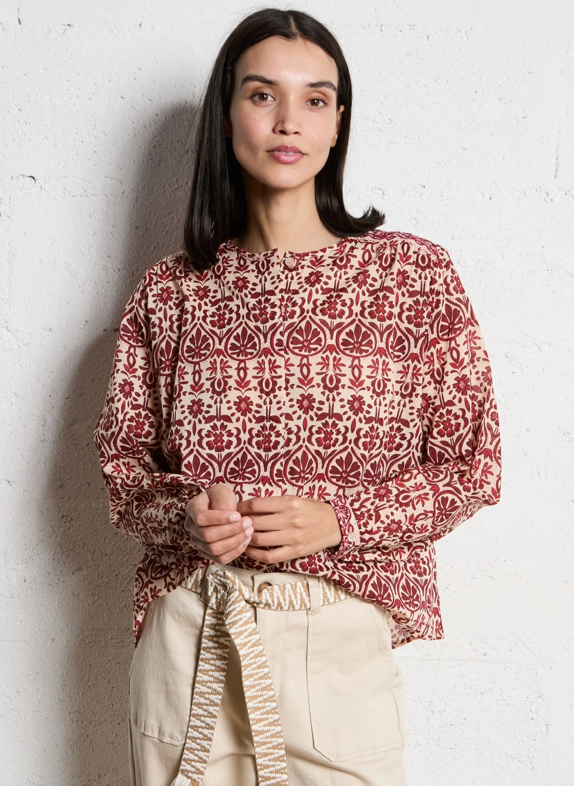 Chemise droite imprimée en coton Multicolore BERLIA