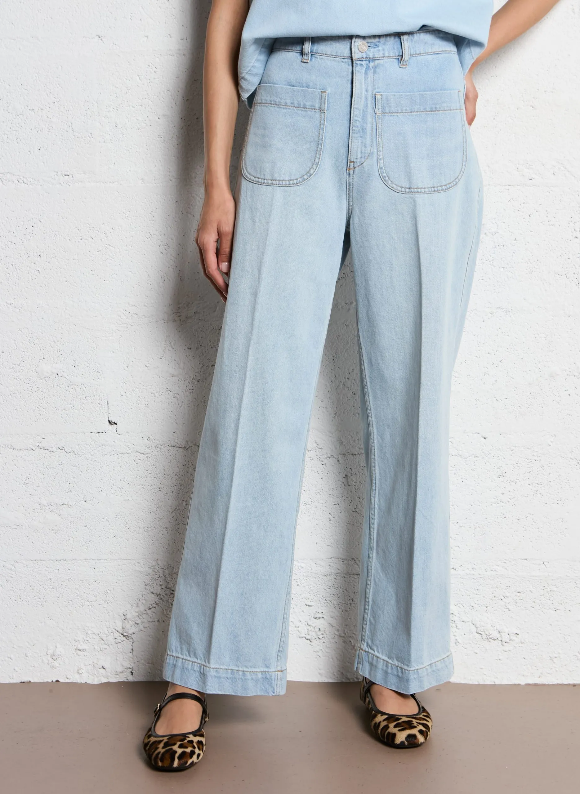 Jean droit en coton Bleu SAMUEL