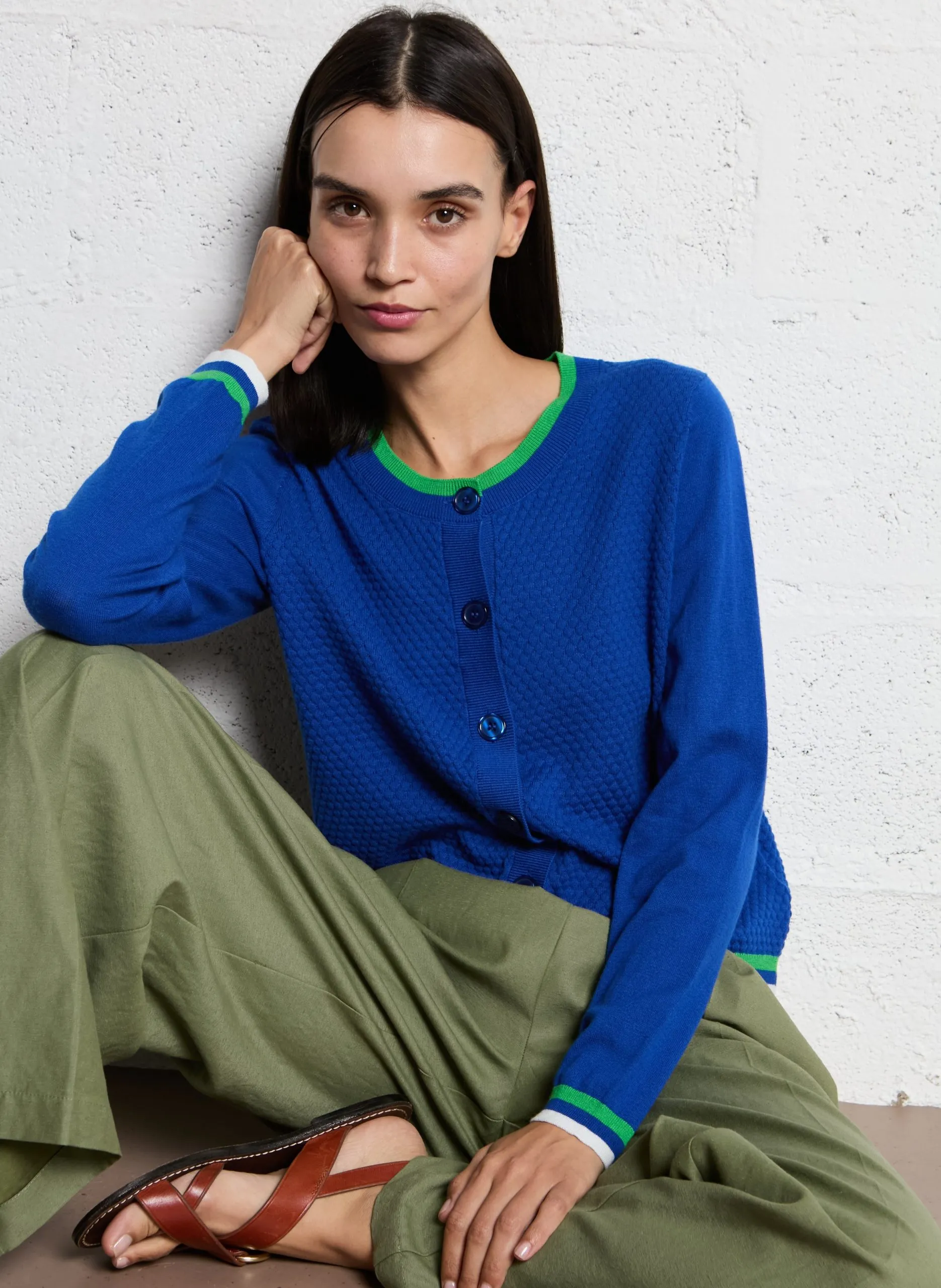 Pantalon large taille haute Kaki VEZZA