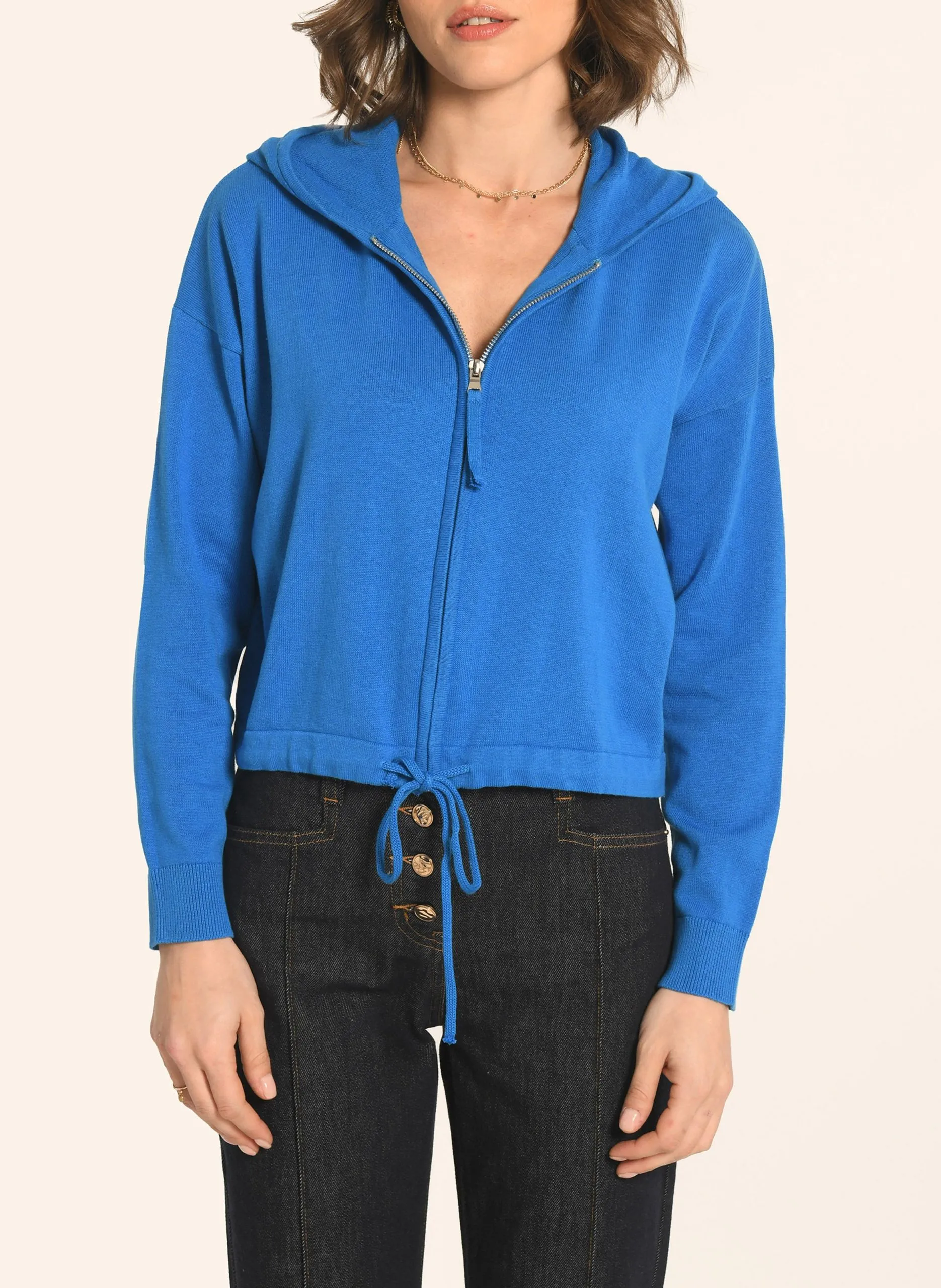 Gilet à capuche en coton Bleu ANDINA