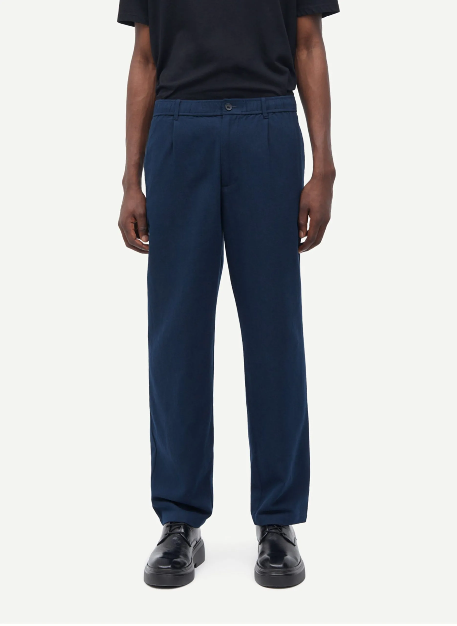 Pantalon droit en coton bio mélangé Bleu SABERTIL