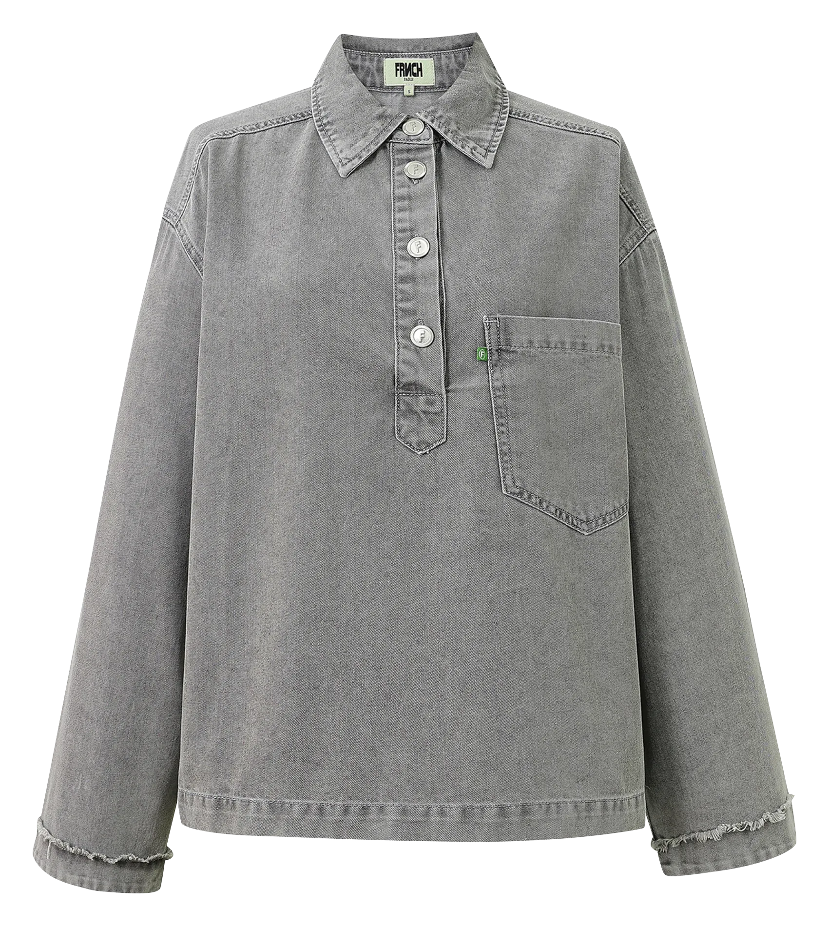 Blouse col classique en jean Gris MAILA