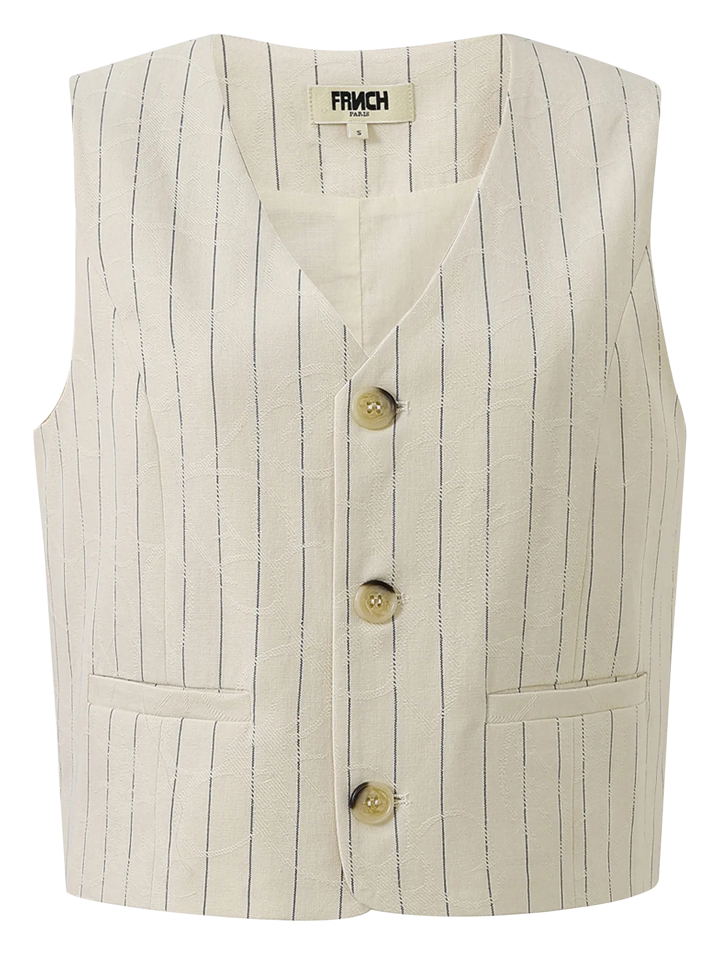 Gilet col v rayé en coton Beige ERSILIA