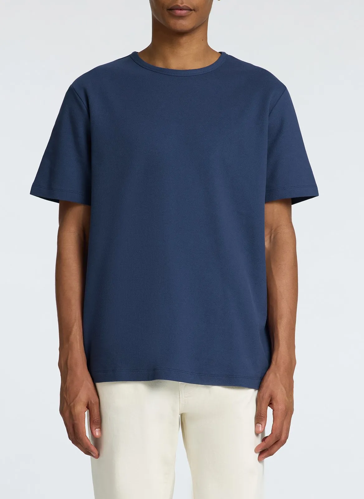 Tee-shirt col rond en coton bio Bleu JOSEPH