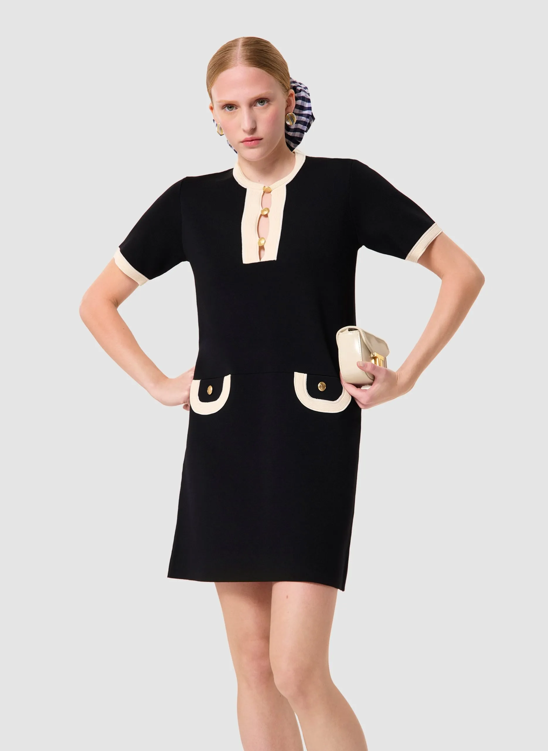 Robe courte col rond Bleu ROLLER