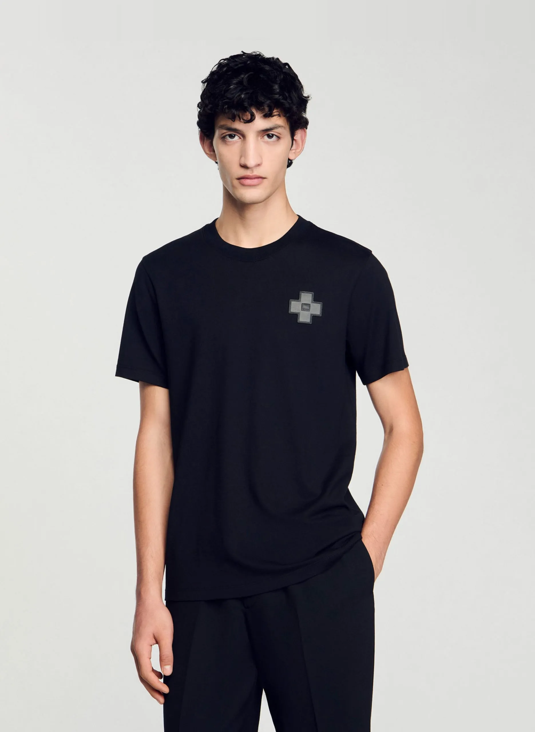 Tee-shirt droit en coton Noir