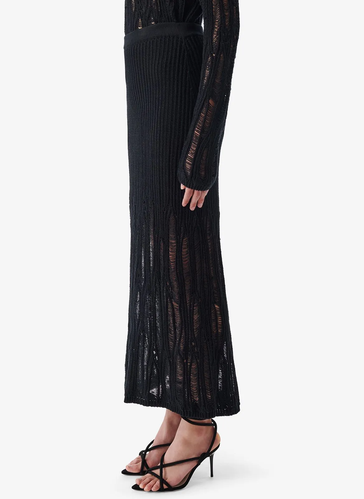 Jupe midi en maille Noir LUCIA