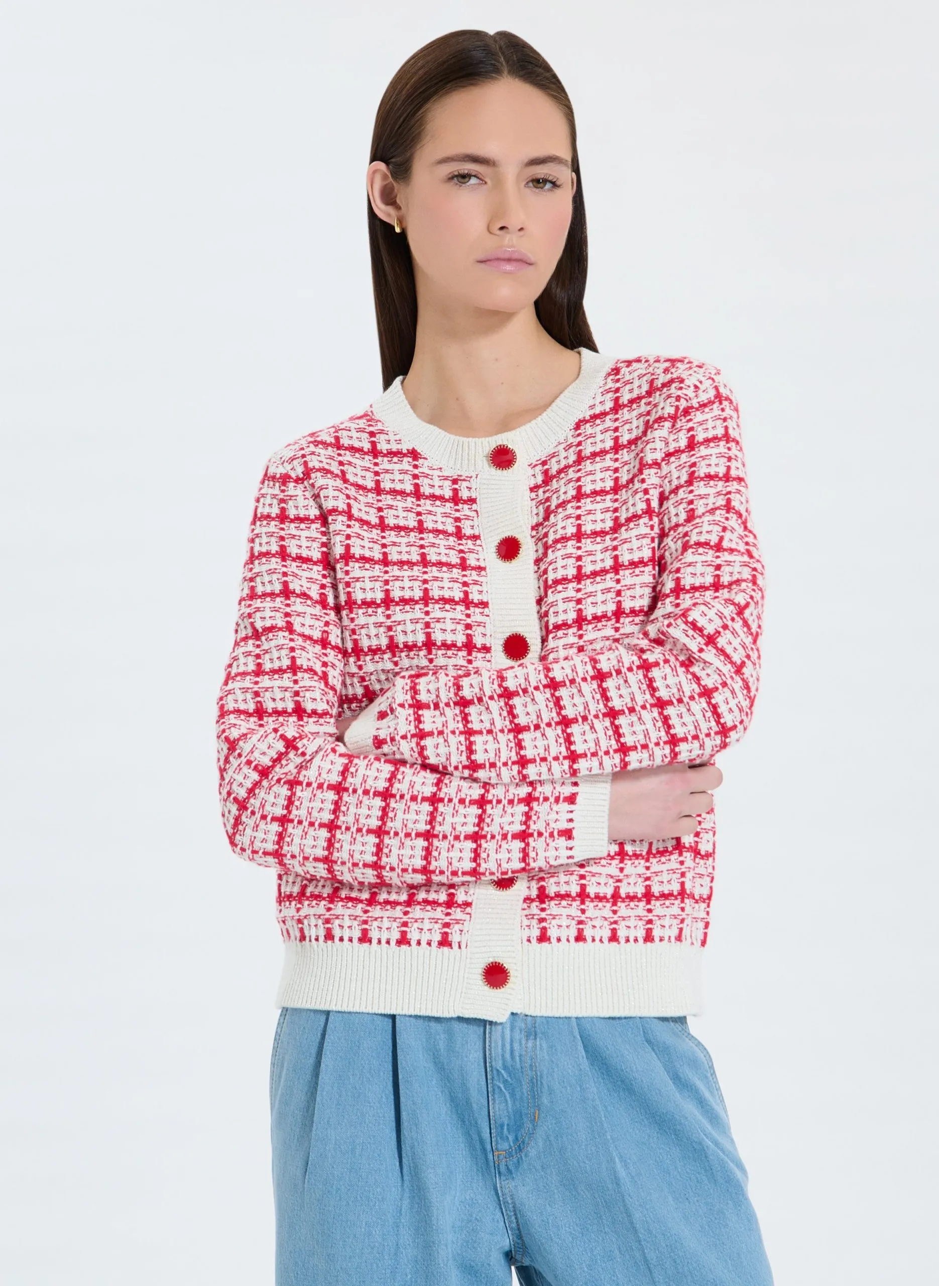 Gilet boutonné en tweed Rouge GATES