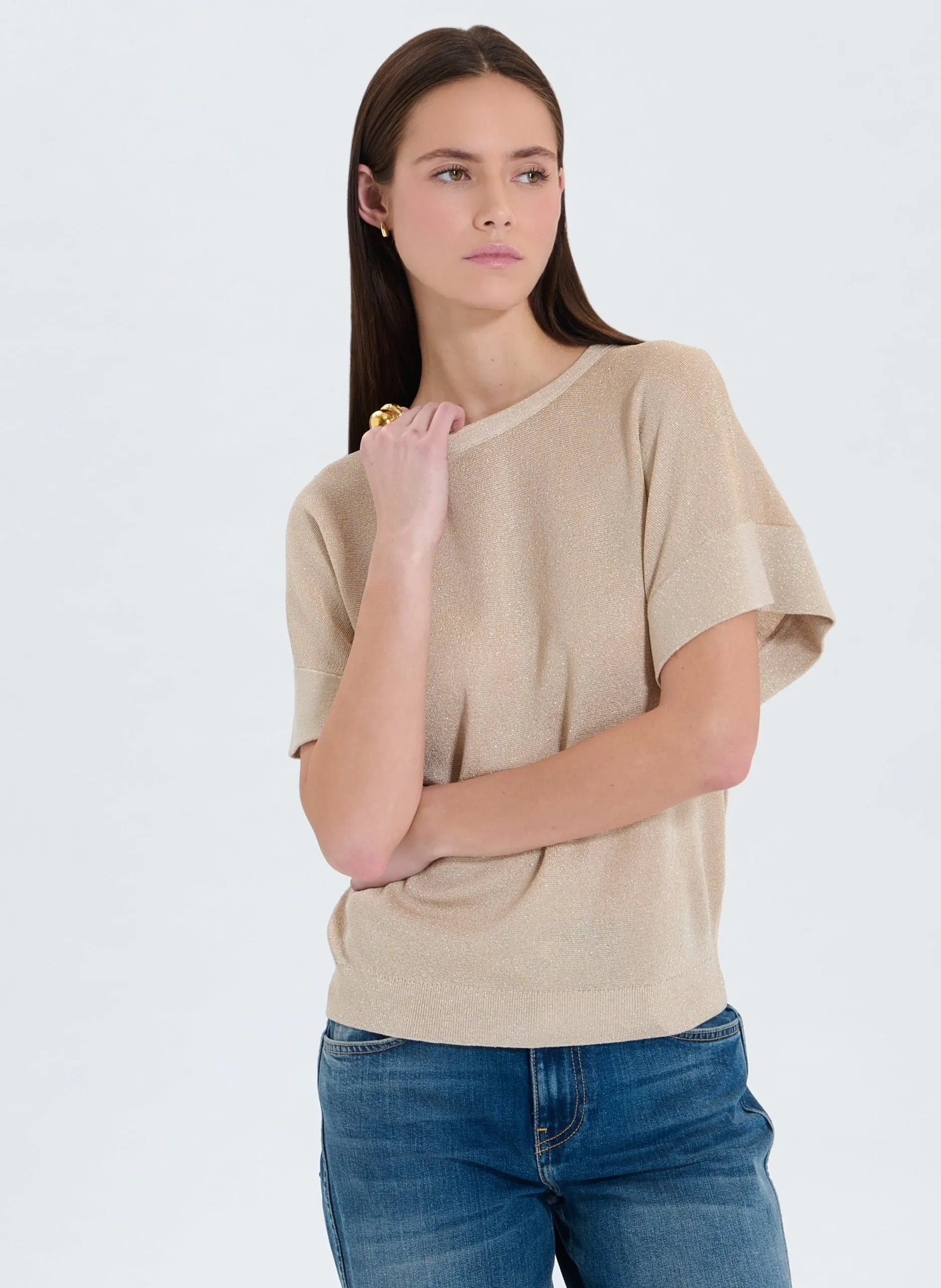 Pull droit pailleté Doré PRADEL