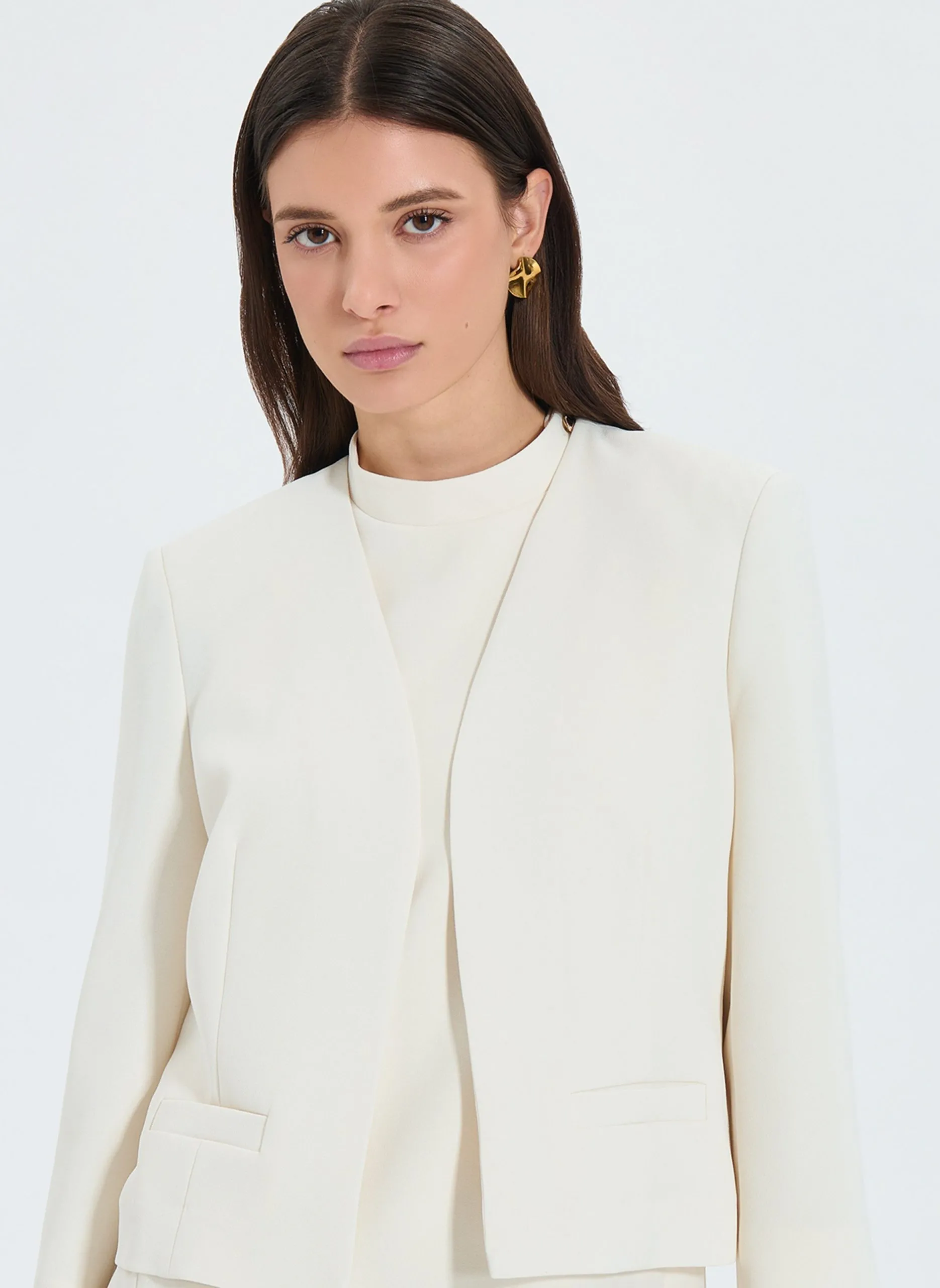 Veste col V Blanc VICKIO