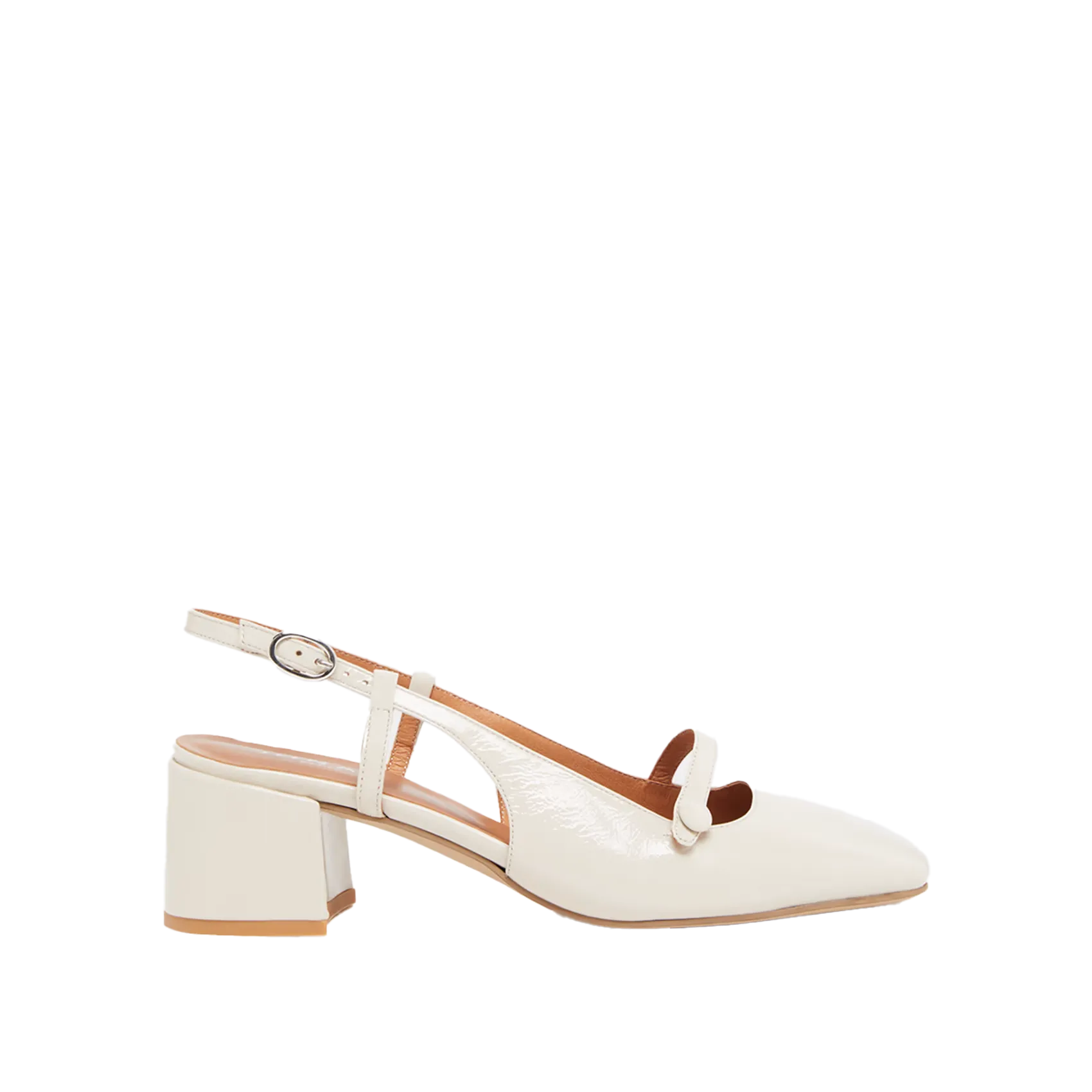 Babies slingback à talons en cuir verni Blanc DARIO
