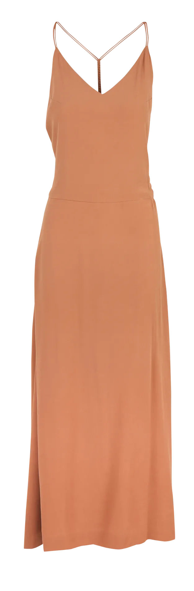 Robe longue col V Marron LILI