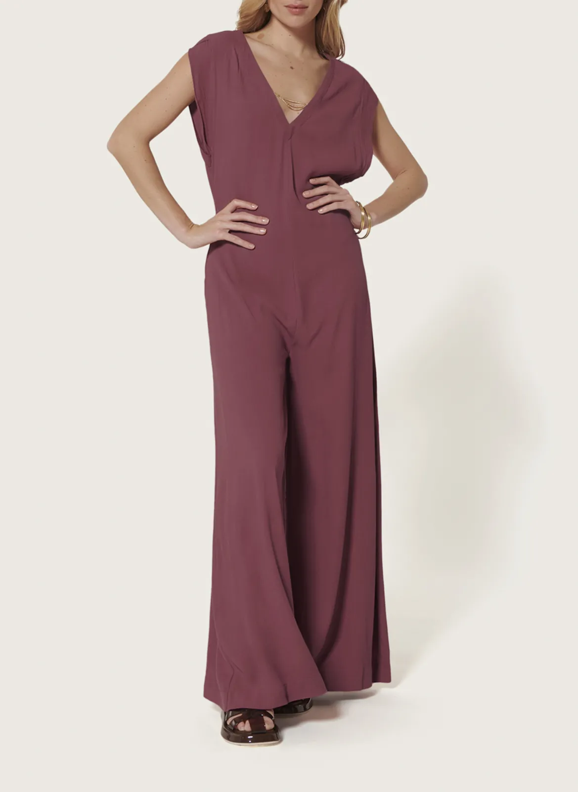 Combinaison large col V Rose BONHEUR