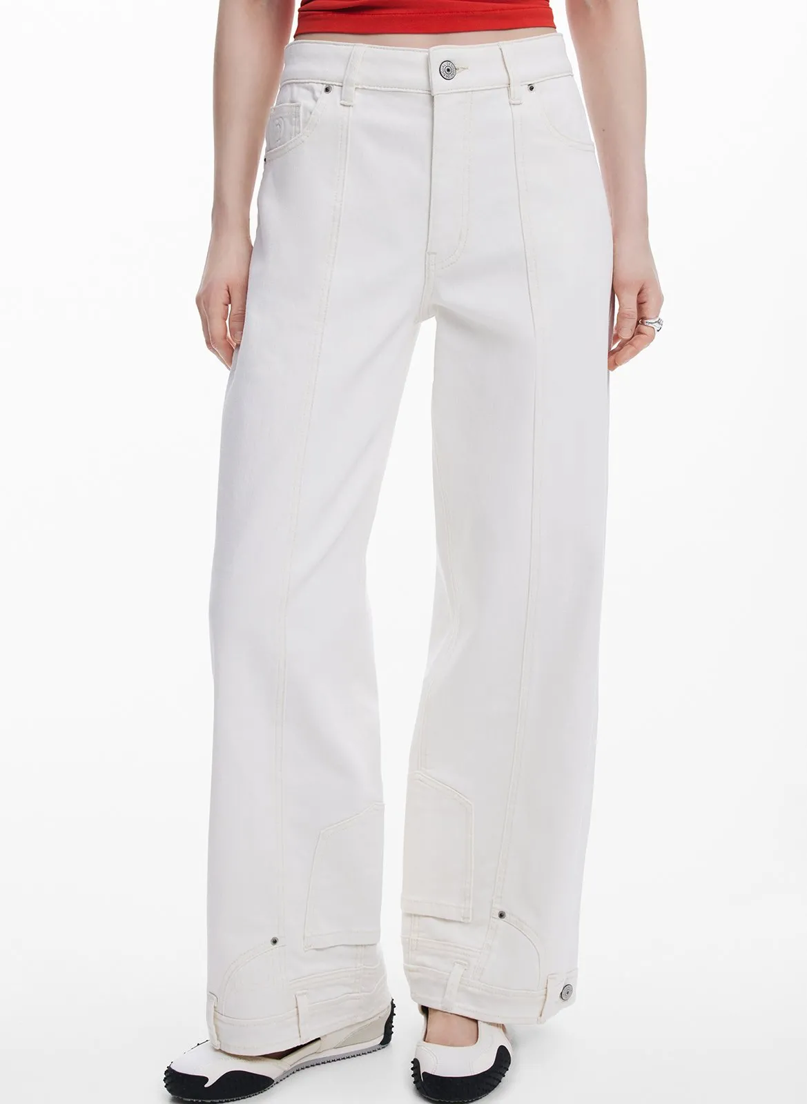 Jean large en coton mélangé Multicolore